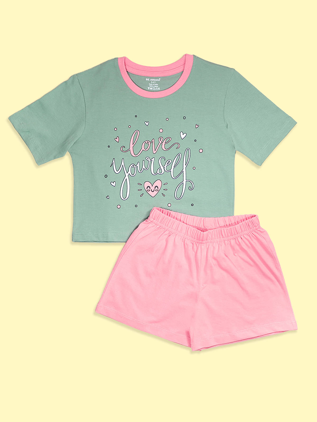     			Be Awara Pack of 1 Baby Girls 100% Cotton T-shirt & Shorts ( Green )