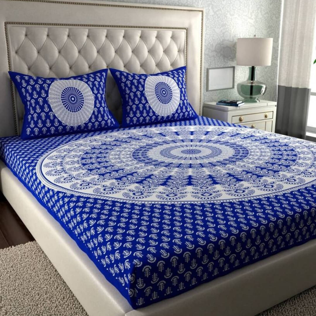 COZYKO Cotton 1 Double Bedsheet with 2 Pillow Covers ( Blue ) COZYKO Cotton 1 Double Bedsheet with 2 Pillow Covers ( Blue )