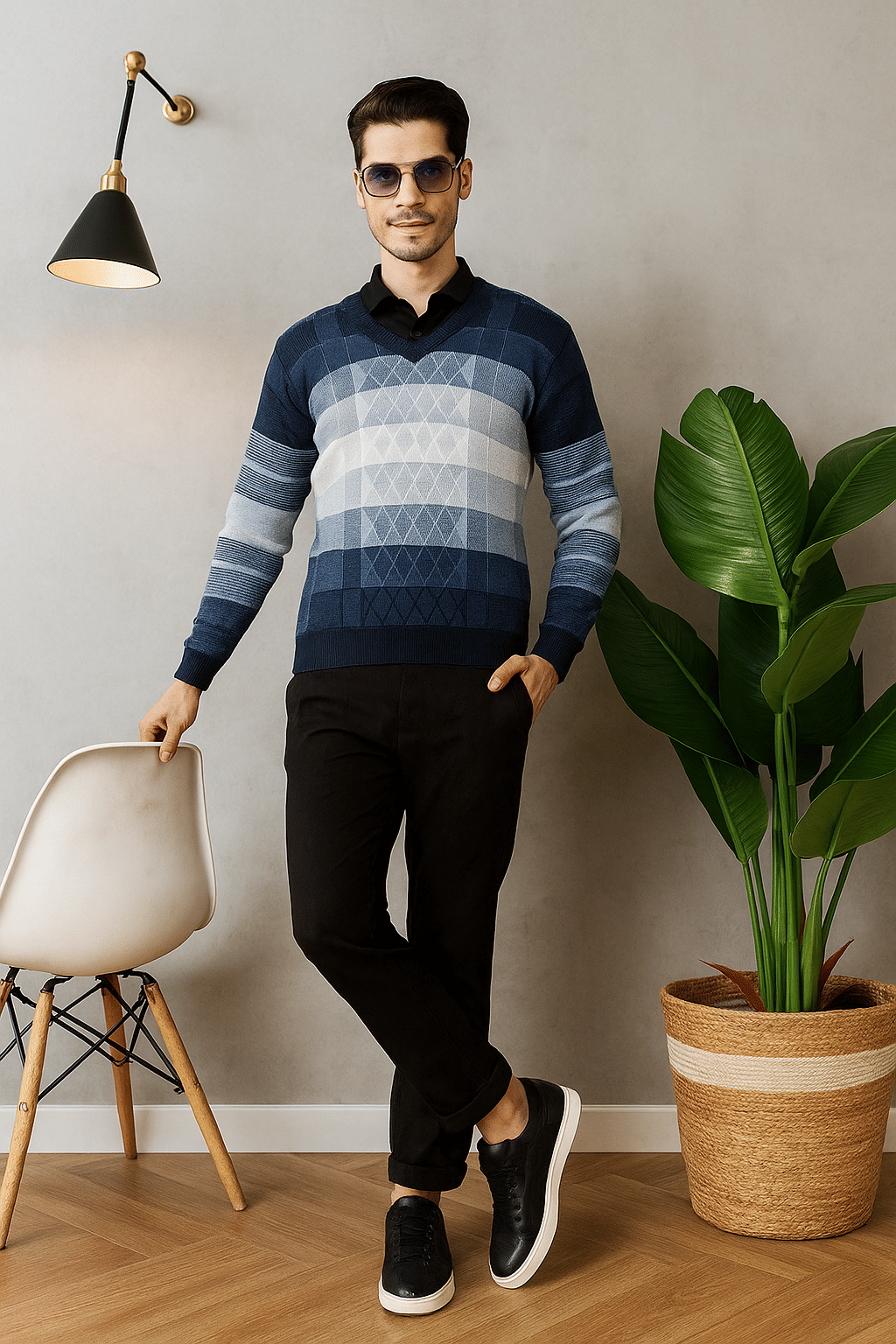Canblar Woollen Blend V-Neck Men's Full Sleeves Pullover Sweater - Blue ( Pack of 1 ) Canblar Woollen Blend V-Neck Men's Full Sleeves Pullover Sweater - Blue ( Pack of 1 )