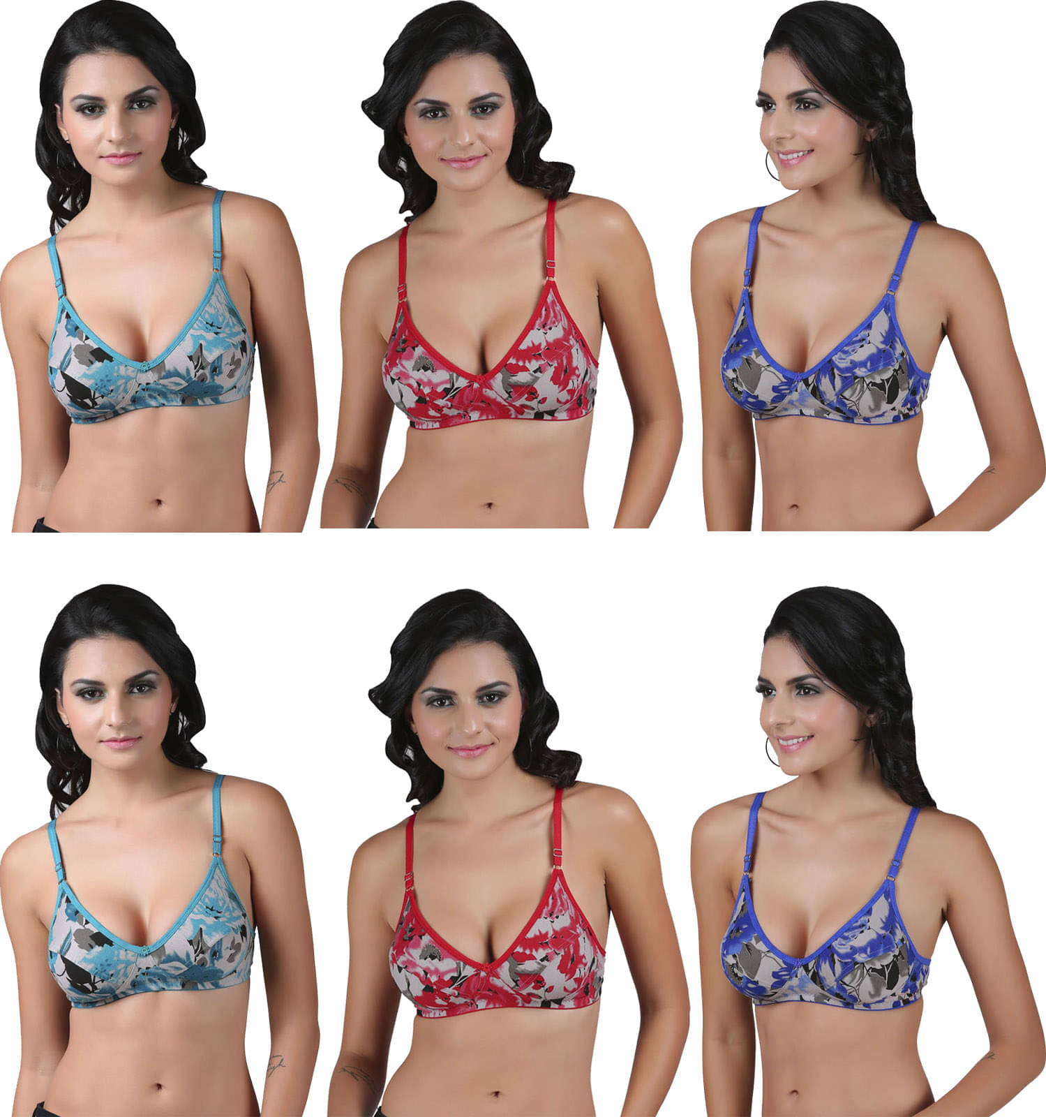     			DOCARE Cotton Non Padded Everyday Bra ( Multicolor , Pack of 6 )