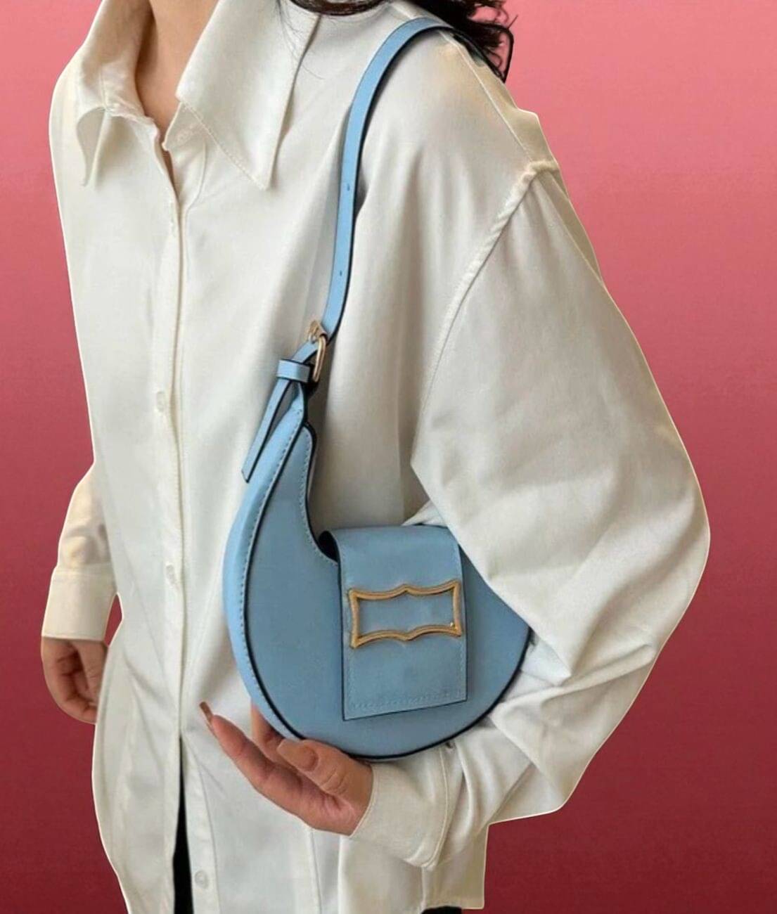     			Derifa Shoulder Bag Pure Leather Set of 1 ( Light Blue )
