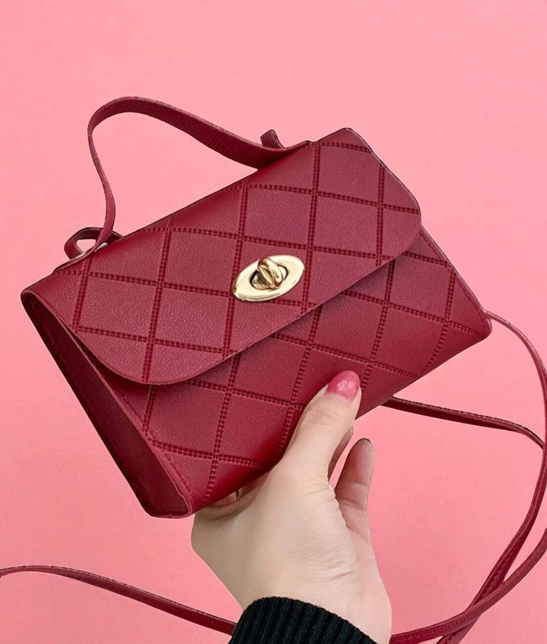     			Derifa Sling Bag PU Set of 1 ( Maroon )