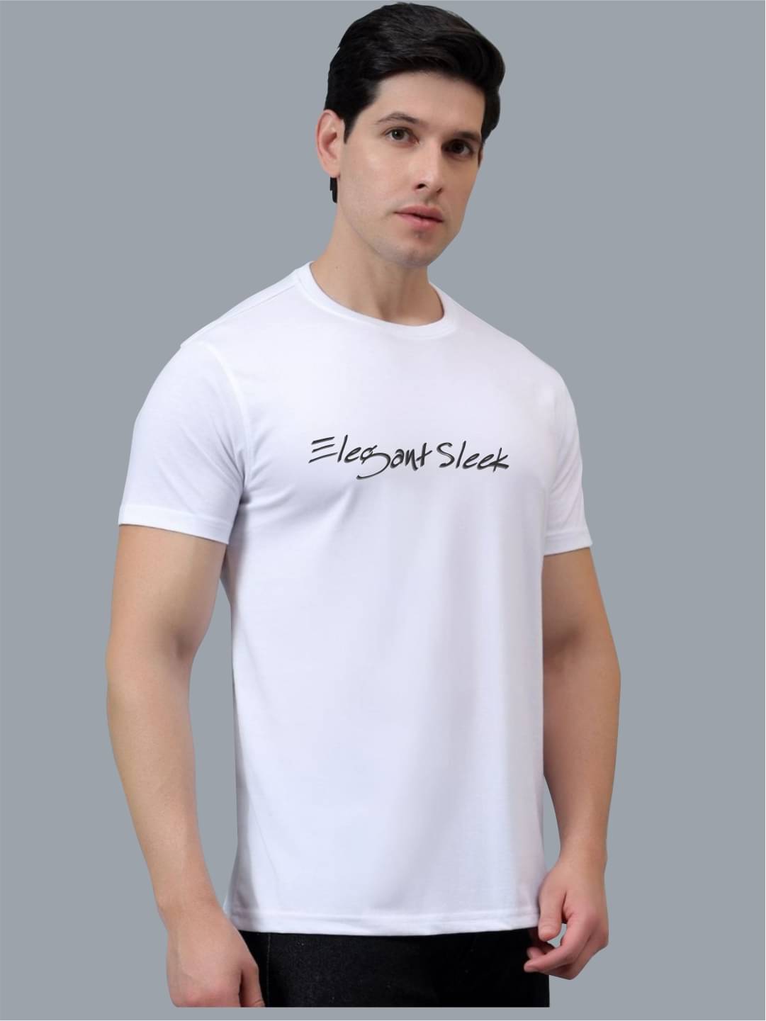     			ELEGANT SLEEK Men Cotton Blend Regular Fit Solid T-Shirt ( White )