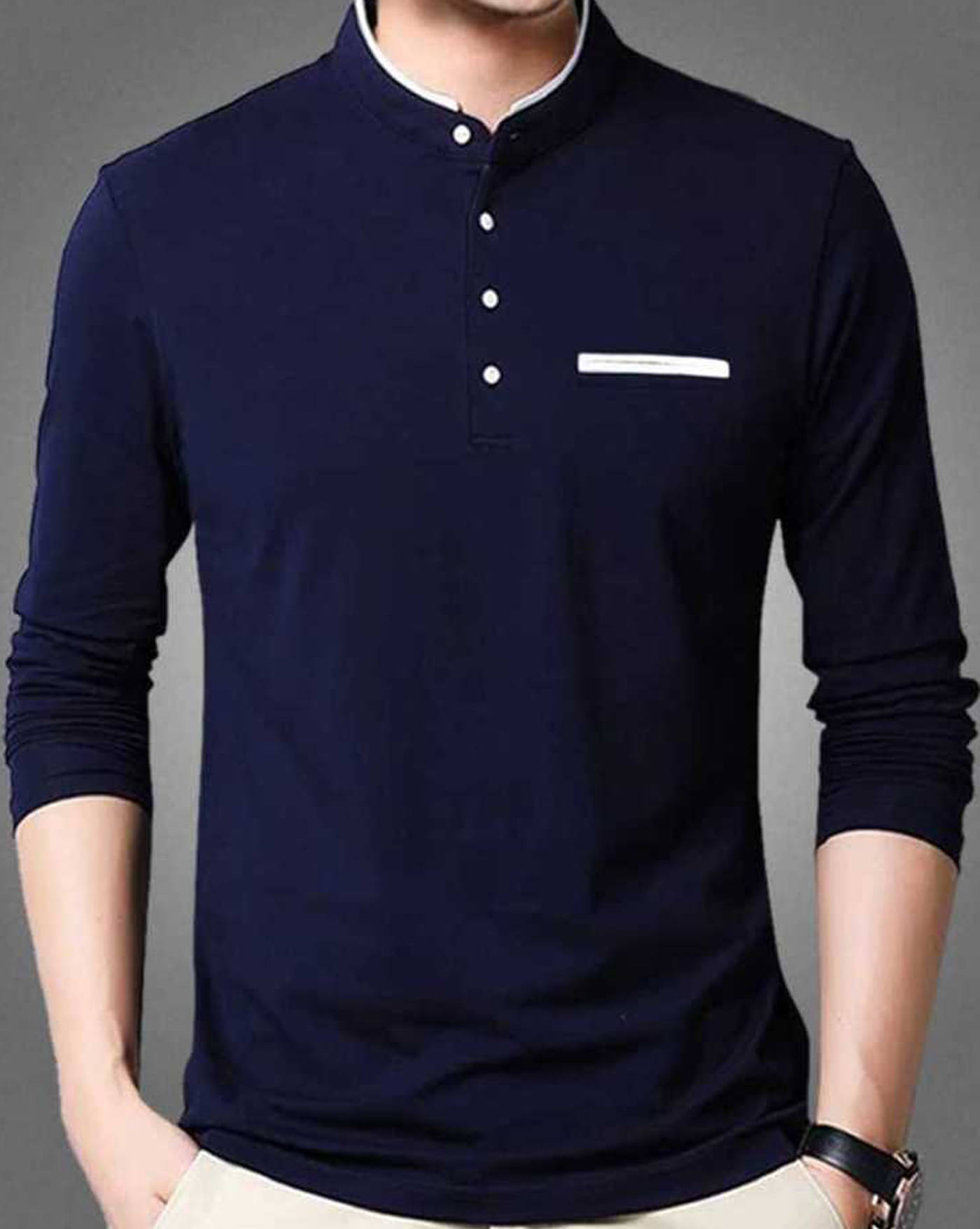 ENITOR Men Cotton Blend Regular Fit Solid T-Shirt ( Navy Blue ) ENITOR Men Cotton Blend Regular Fit Solid T-Shirt ( Navy Blue )