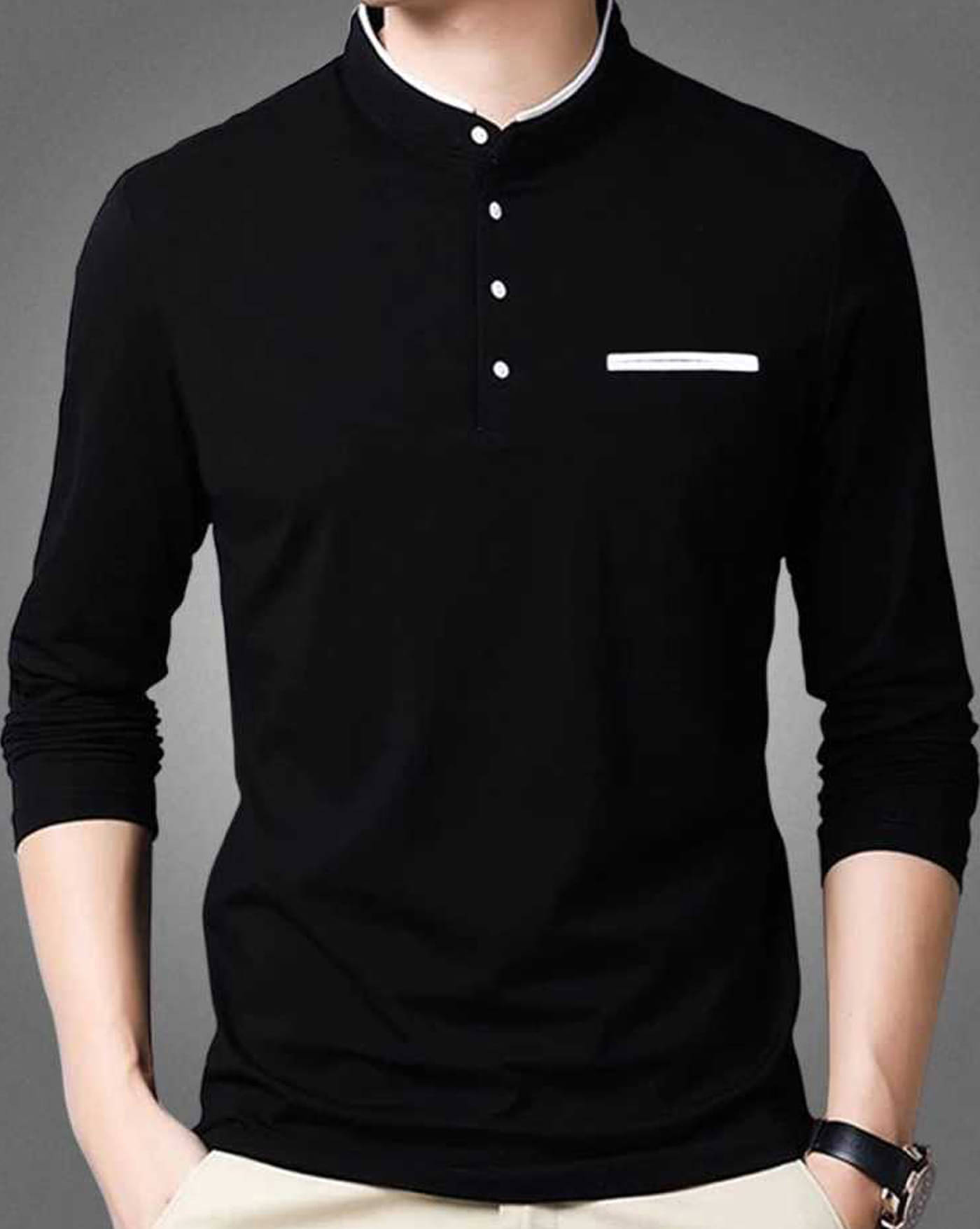     			ENITOR Men Cotton Blend Regular Fit Solid T-Shirt ( Black )