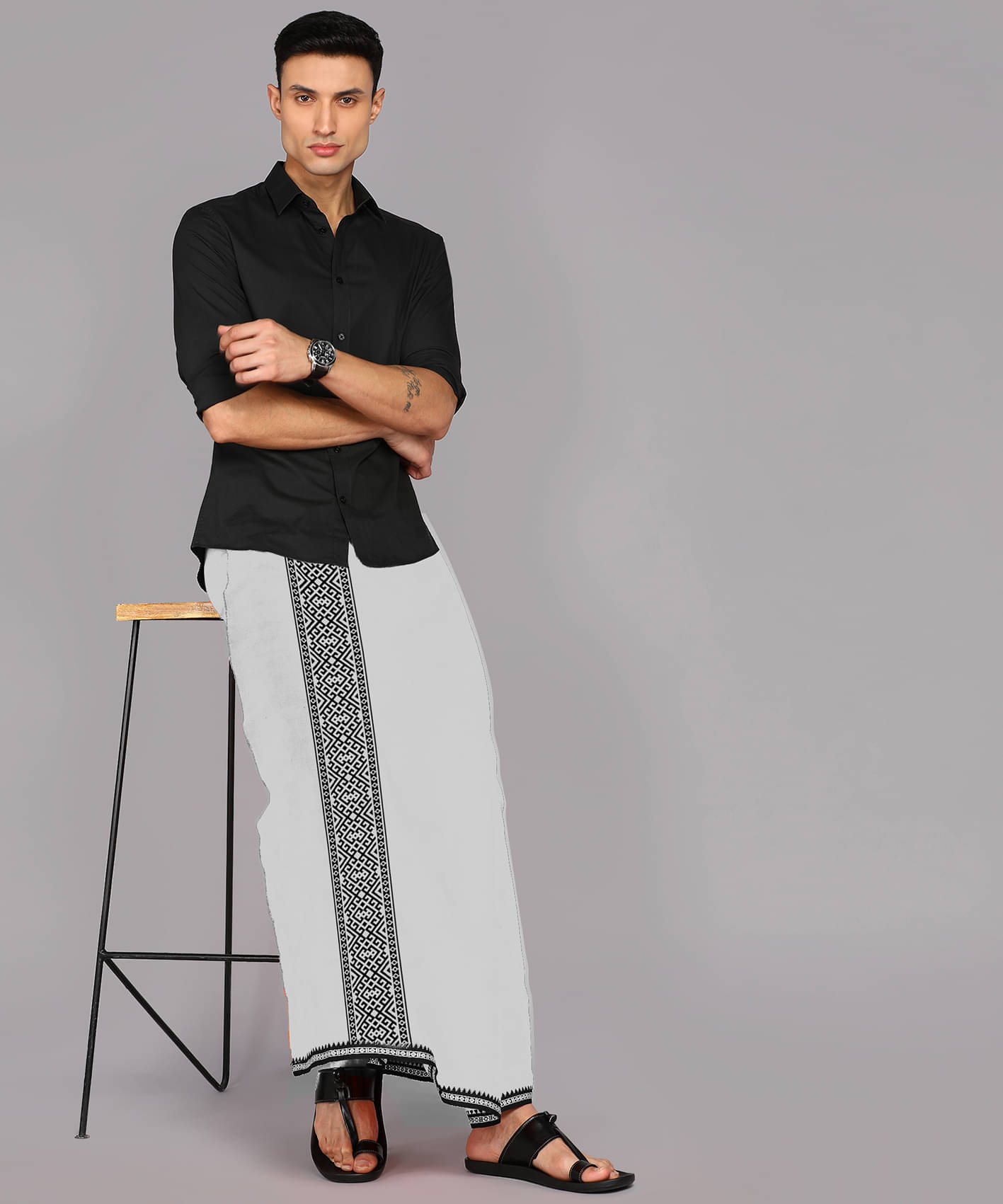     			Feather Green Cotton Men's Dhoti White ( Pack of 1 )