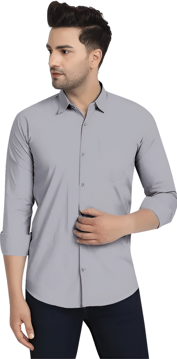     			GENERIC 0 Cotton Blend Regular Fit Solids Full Sleeves Men's Casual Shirt - Grey ( Pack of 1 )
