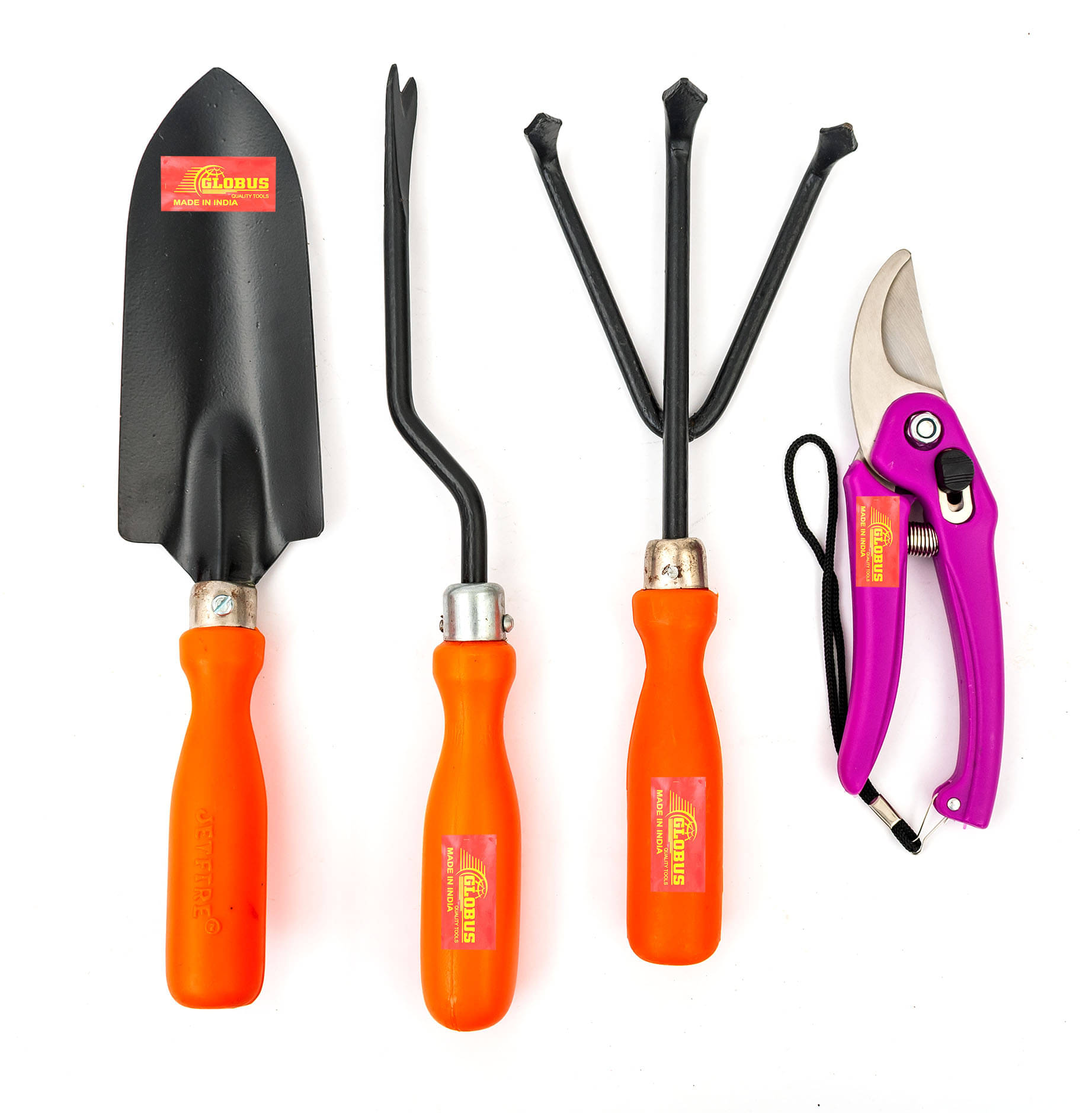 Globus 522-Garden Tool set/4-Stainless Pruner/Cutter/Secateur (7 inch/18cm) ,(TRANSPLANTER),(WEEDER) AND (CULTIVATOR) Garden Tool Kit Globus 522-Garden Tool set/4-Stainless Pruner/Cutter/Secateur (7 inch/18cm) ,(TRANSPLANTER),(WEEDER) AND (CULTIVATOR) Garden Tool Kit