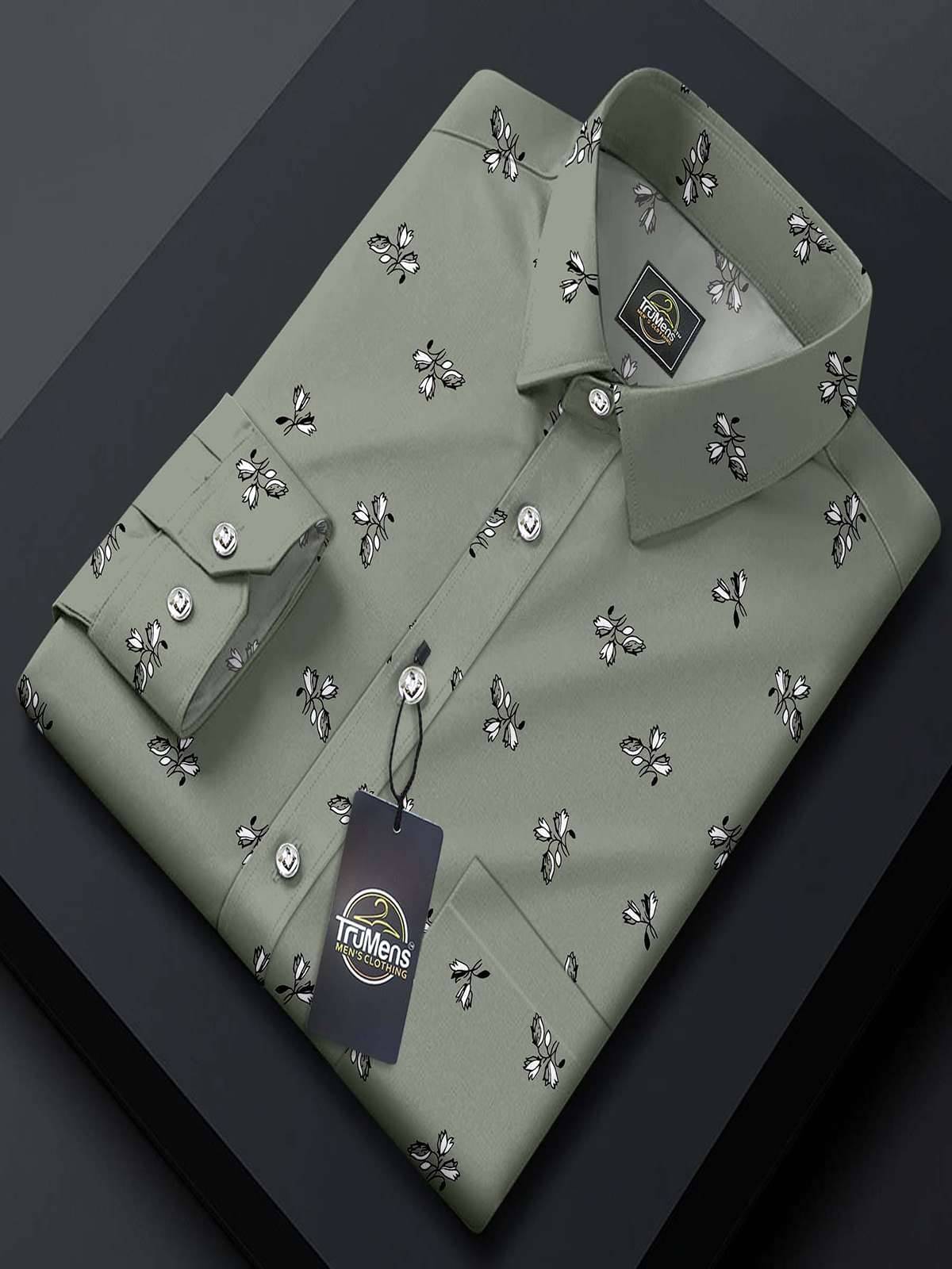     			Griva Creation Rayon Regular Fit Printed Full Sleeves Men's Casual Shirt - Olive ( Pack of 1 )