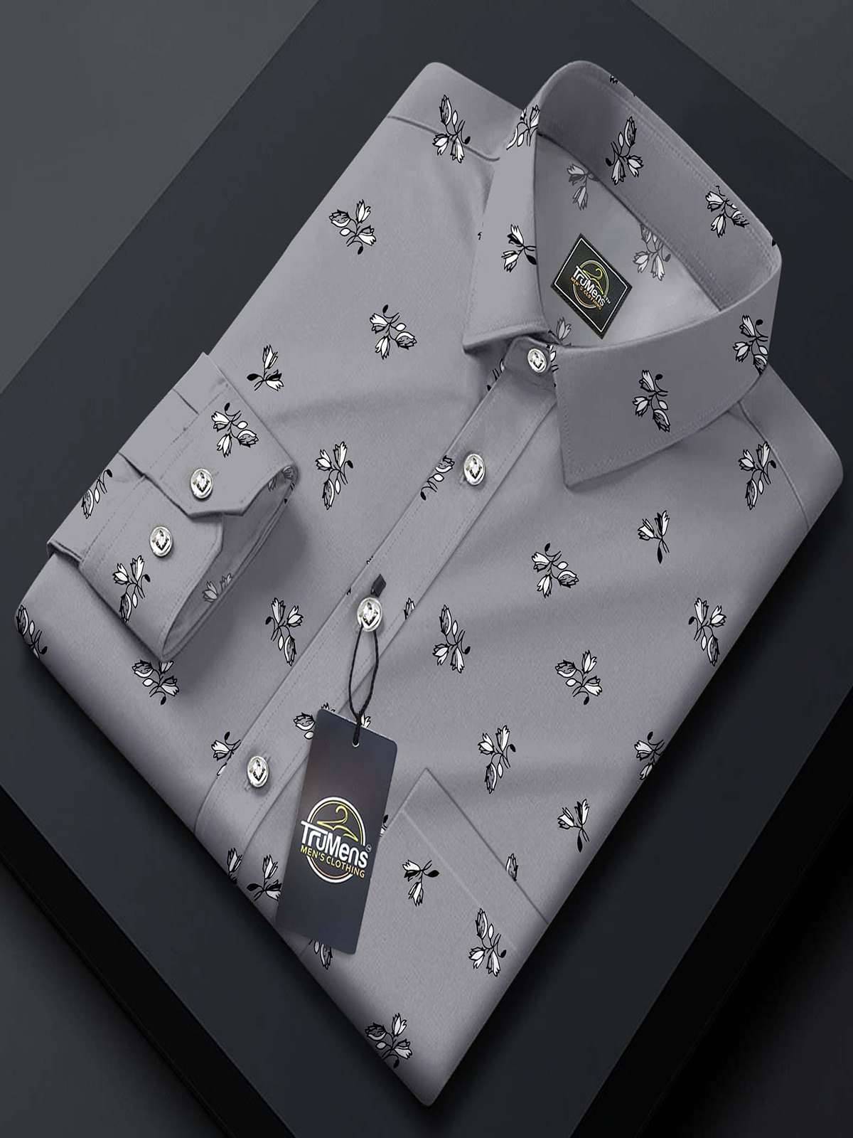     			Griva Creation Rayon Regular Fit Printed Full Sleeves Men's Casual Shirt - Grey ( Pack of 1 )