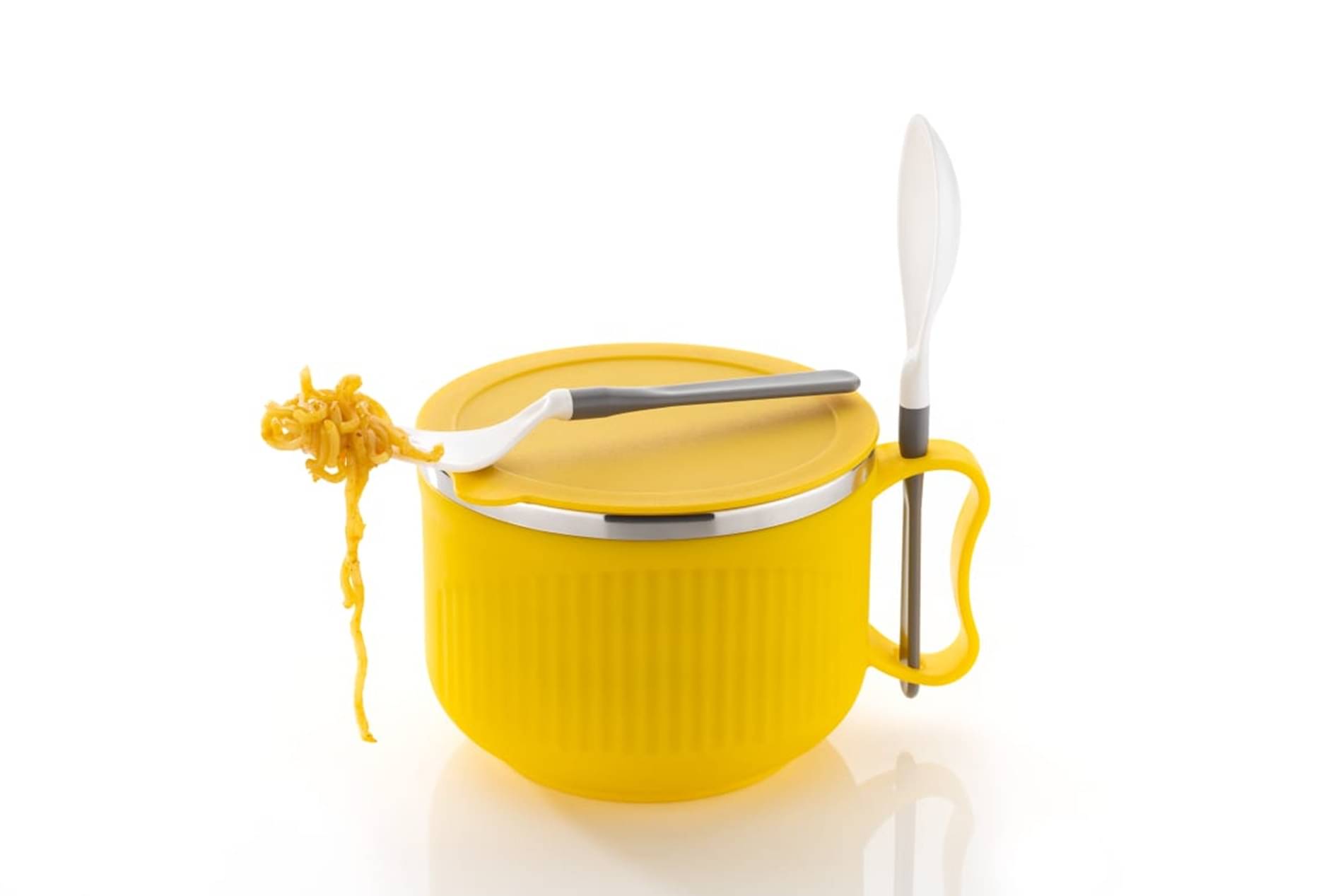 HAPPI Soup & Maggie Bowl with Spoons Stainless Steel Snacks Bowl 15 cm ( Set of 1 ) Yellow HAPPI Soup & Maggie Bowl with Spoons Stainless Steel Snacks Bowl 15 cm ( Set of 1 ) Yellow