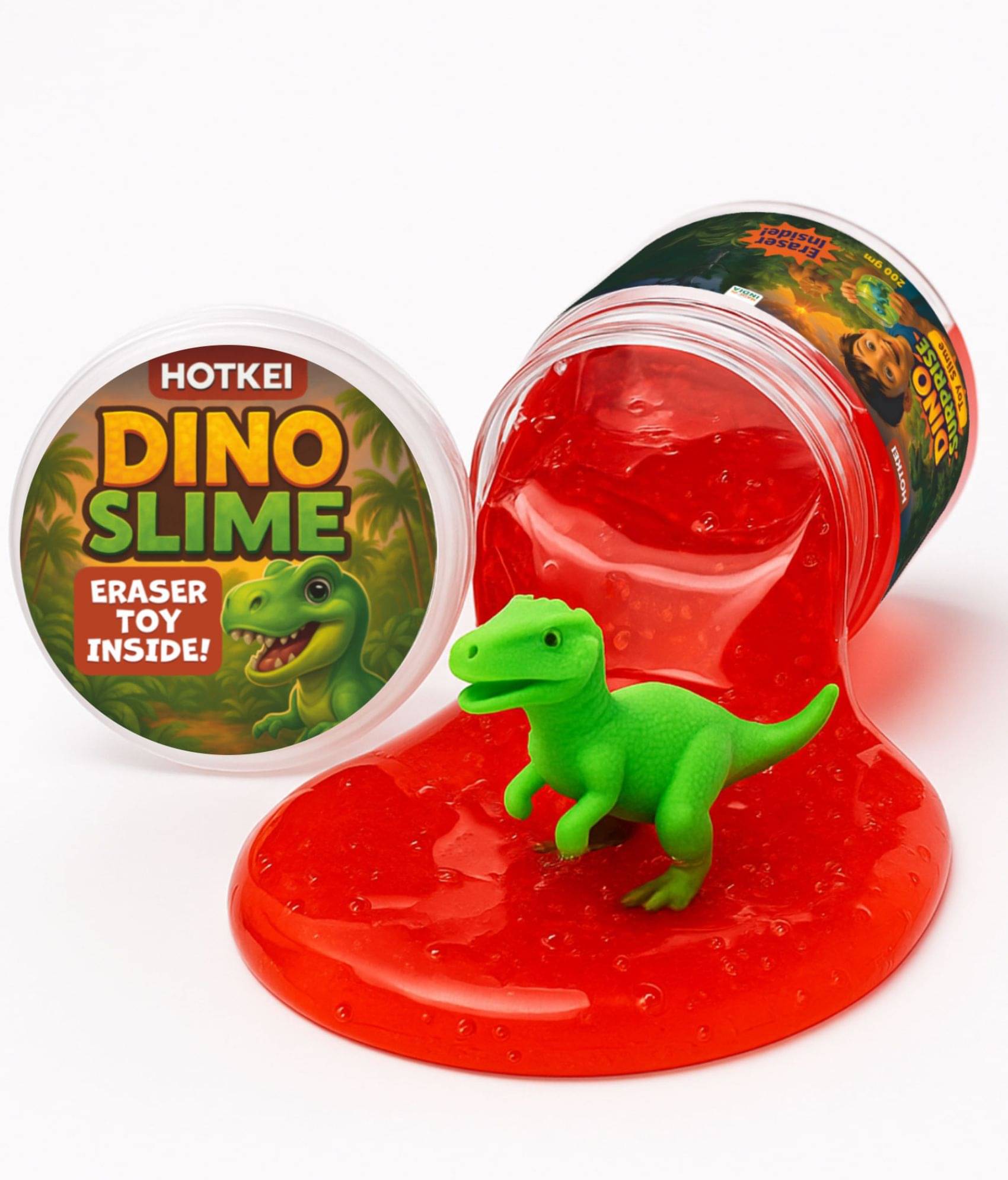 HOTKEI Green Slime 200g with Surprise Dinosaur Eraser Toy – Fun Slime Kit for Kids 3–10 Years – Birthday Return Gift for Boys & Girls Ages 9–12 HOTKEI Green Slime 200g with Surprise Dinosaur Eraser Toy – Fun Slime Kit for Kids 3–10 Years – Birthday Return Gift for Boys & Girls Ages 9–12
