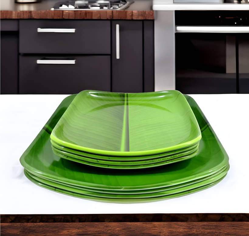     			Inpro 8 Pcs Melamine Dark Green Full Plate & Half Plate