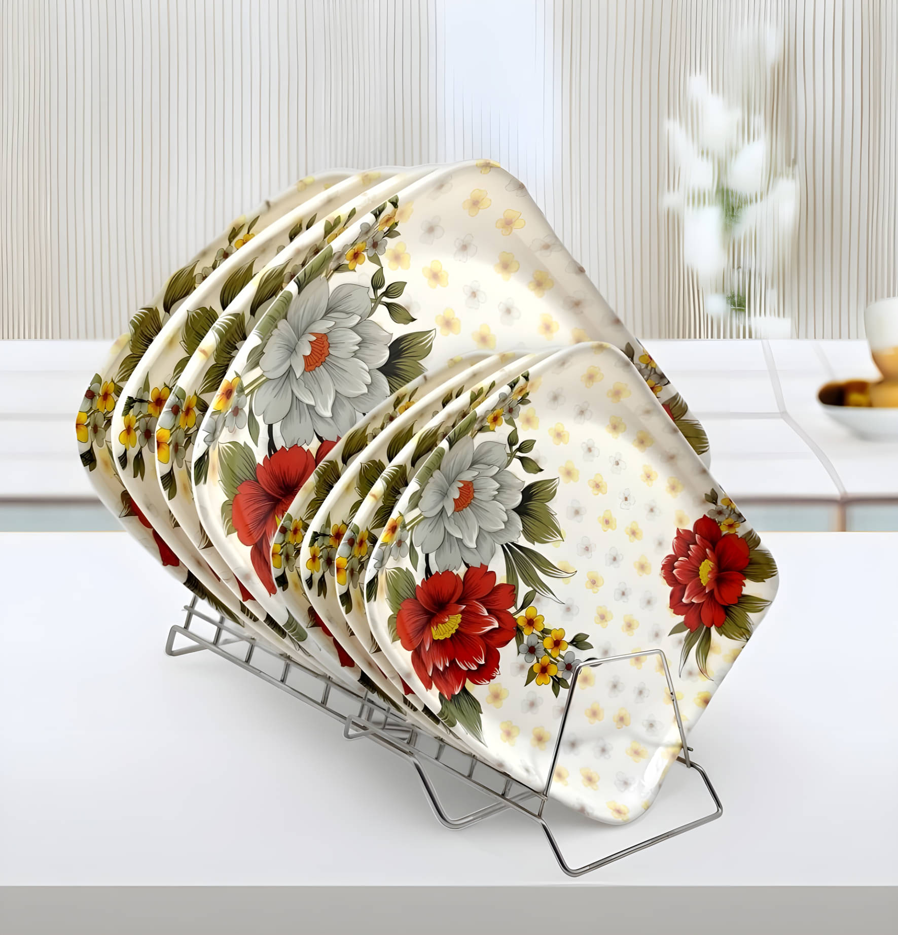 Inpro 8 Pcs Melamine Multi Color Full Plate & Half Plate Inpro 8 Pcs Melamine Multi Color Full Plate & Half Plate