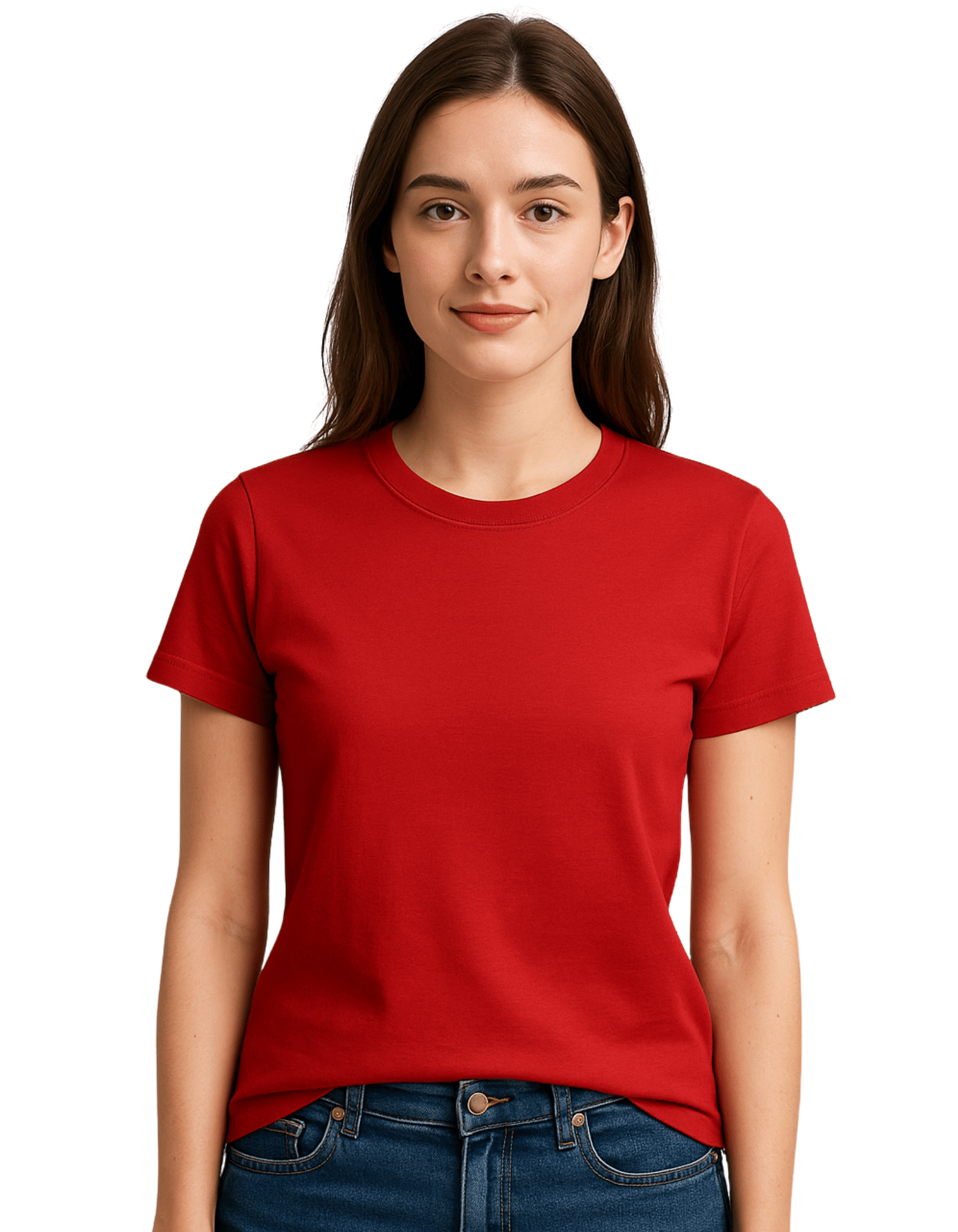     			KMB & CO. Women Cotton Solid Regular Fit Round Neck T-Shirt ( Red )
