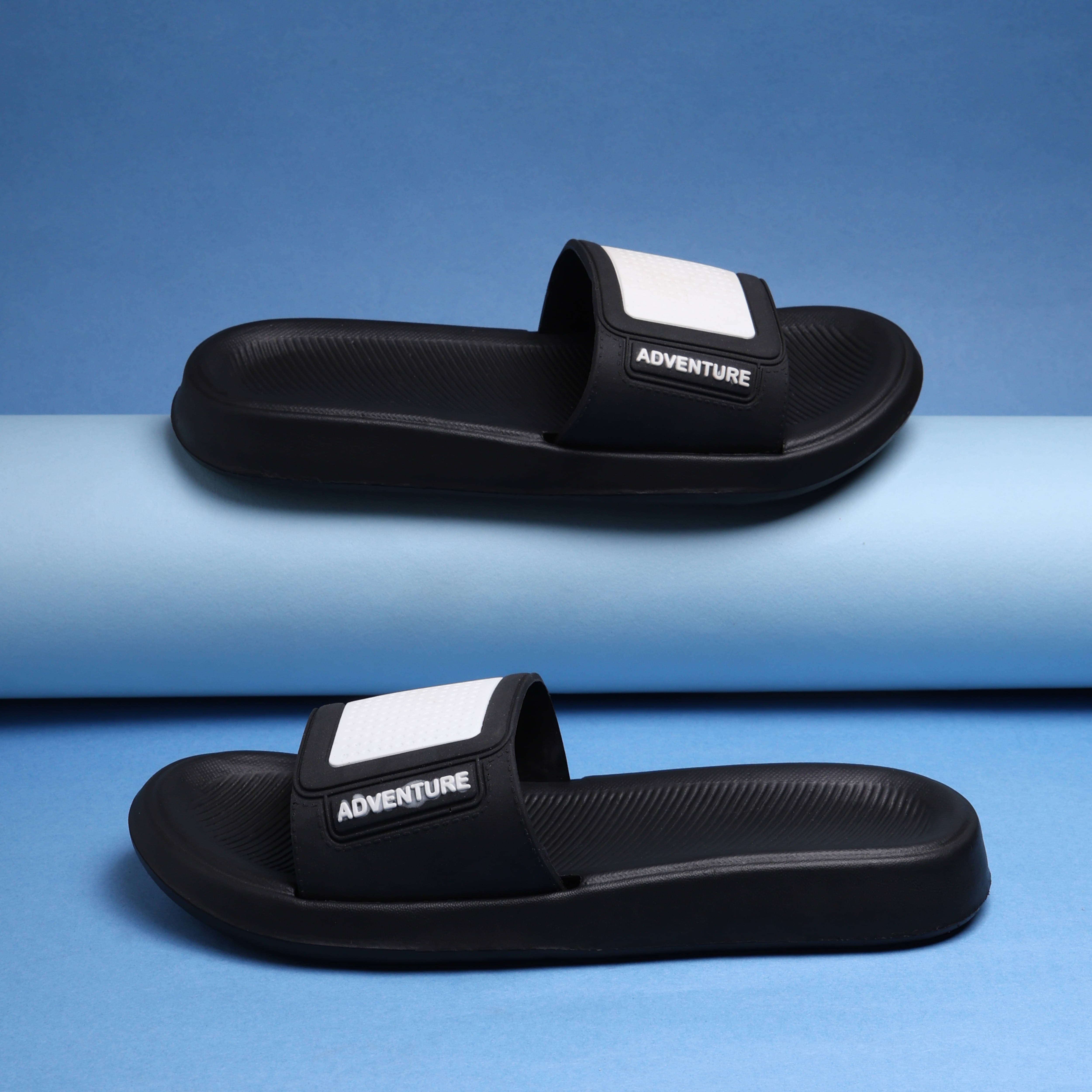     			KNIEVL Black Men's Slide Flip Flop