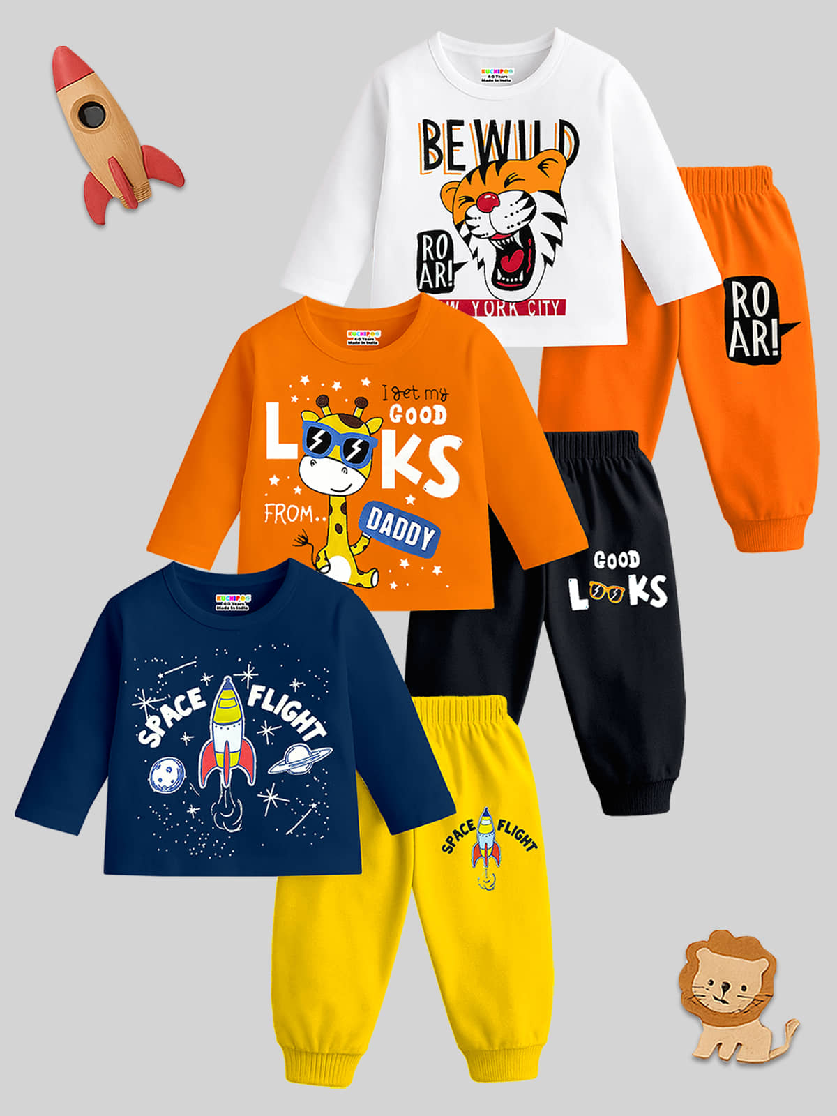 Kuchipoo Pack of 3 Boys Cotton Blend T-Shirt & Shorts Set ( Multicolor 14 )