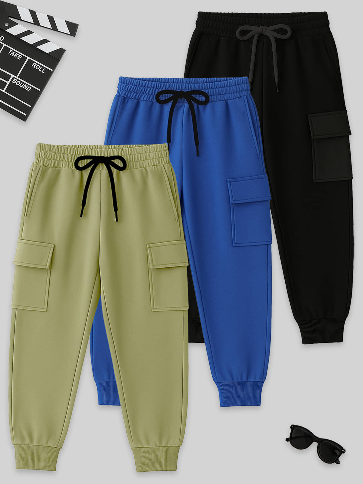 Kuchipoo Pack of 3 Boys Cotton Blend Trackpant ( Multicolor 13 ) - Track Pants | Buy online on ZillyBuy