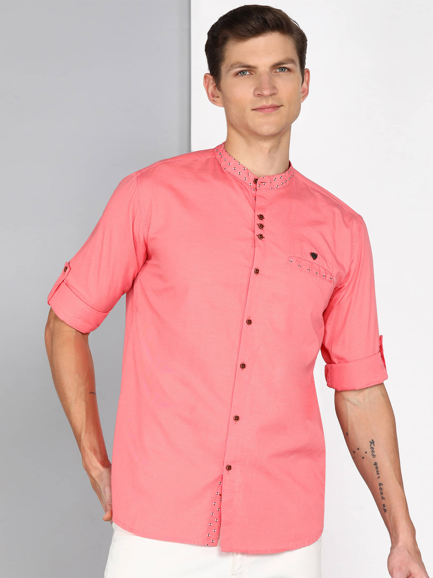 Kuons Avenue Linen Regular Fit Solids Full Sleeves Men's Casual Shirt - Pink ( Pack of 1 ) Kuons Avenue Linen Regular Fit Solids Full Sleeves Men's Casual Shirt - Pink ( Pack of 1 )