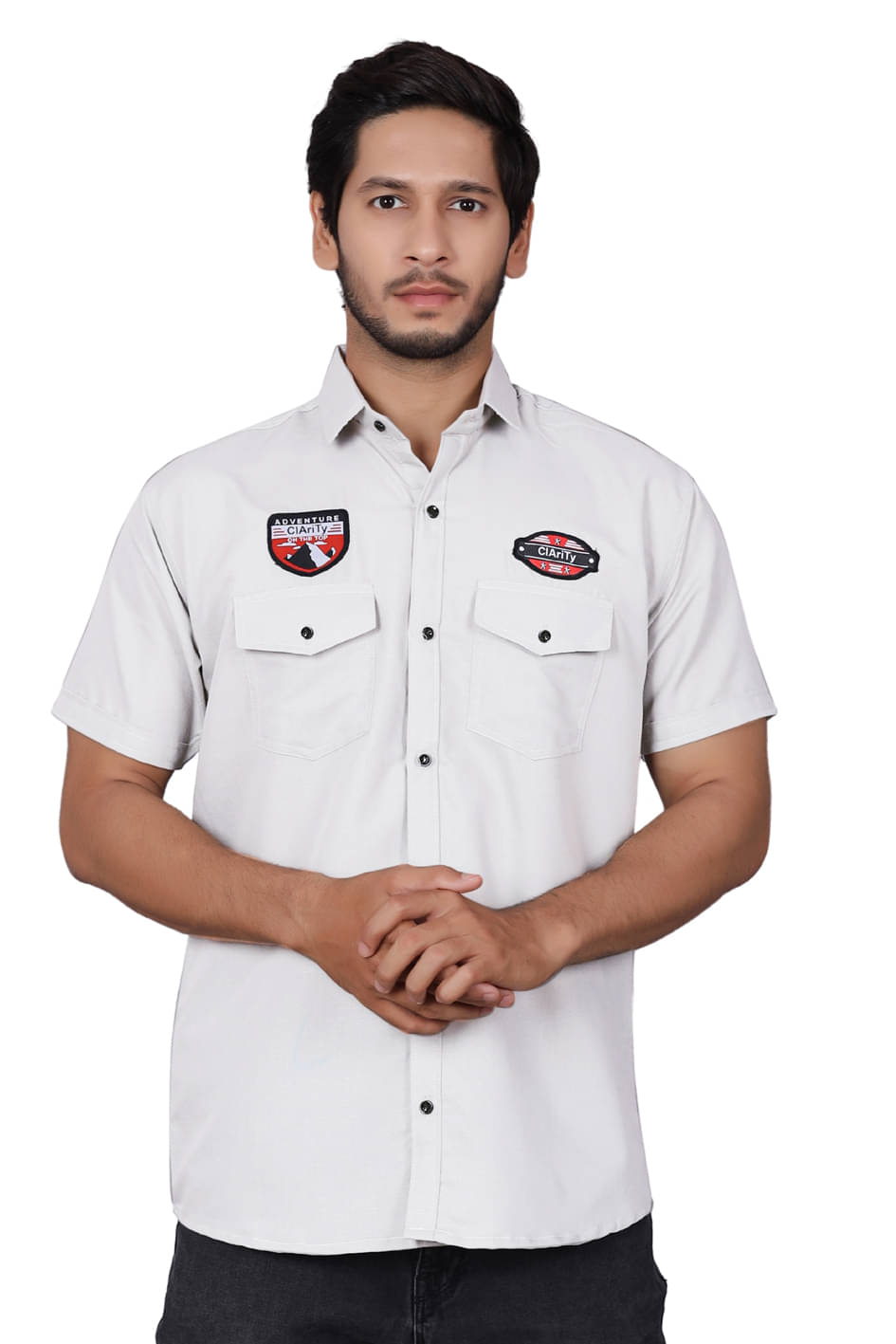     			LENRIZA Cotton Blend Regular Fit Self Design Half Sleeves Men's Casual Shirt - White ( Pack of 1 )