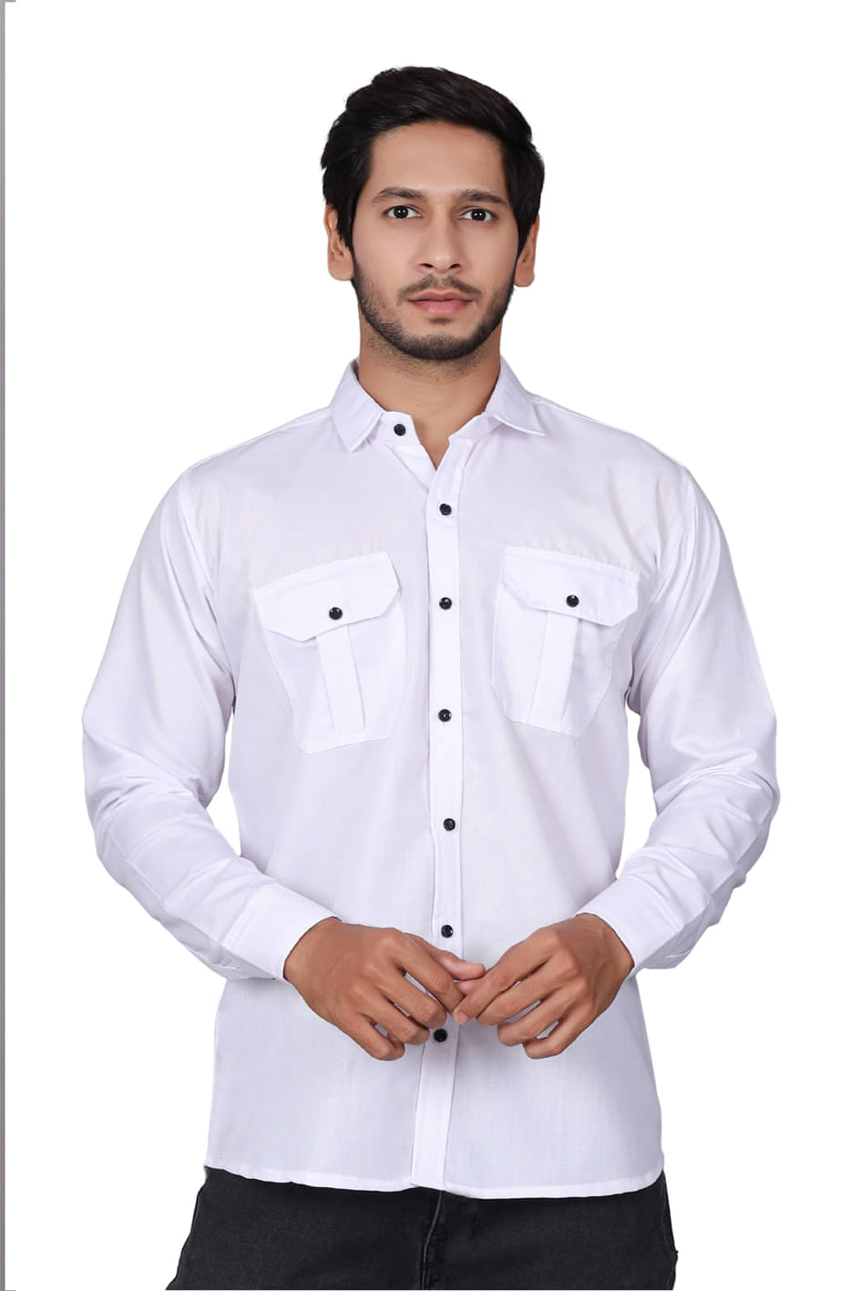     			LENRIZA Cotton Blend Regular Fit Self Design Full Sleeves Men's Casual Shirt - White ( Pack of 1 )