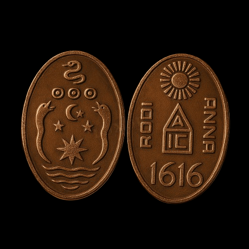     			LIBBO COIN 1616 EAST INDIA COMPANY HALF ANNA BIG SIZE WEIGHT 50 GRAM VERY RARE AND COLLECTIBLE COIN