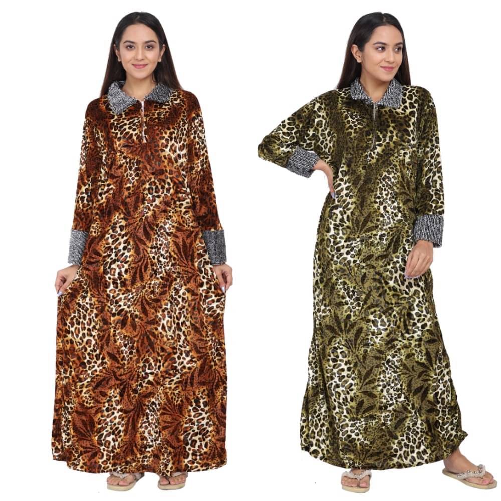 MISS MEBINO Orange,Mint Green Velvet Women's Nightwear Nighty & Night Gowns ( Pack of 2 ) MISS MEBINO Orange,Mint Green Velvet Women's Nightwear Nighty & Night Gowns ( Pack of 2 )