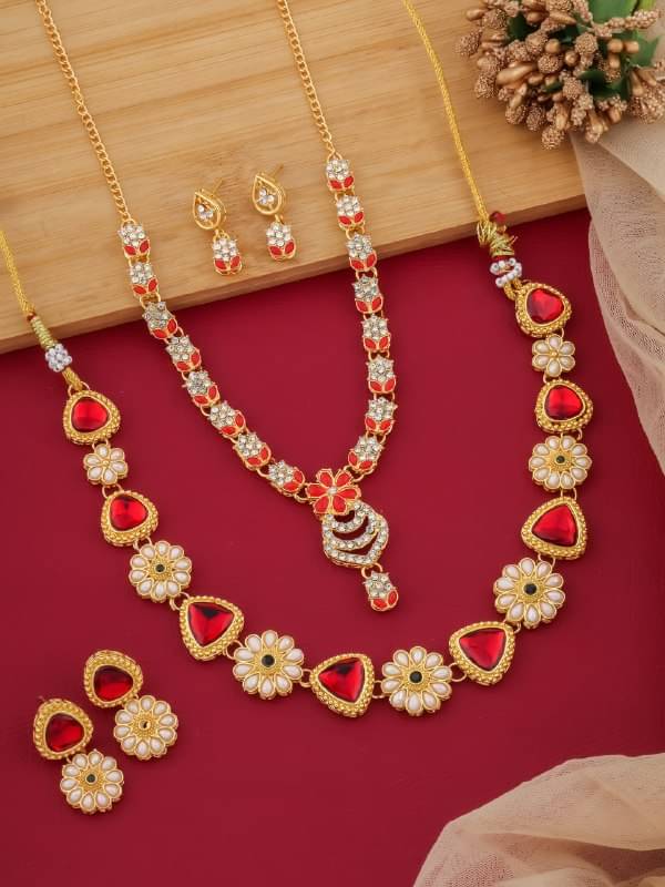     			OCHORI Red Brass Necklace Set ( Pack of 2 )