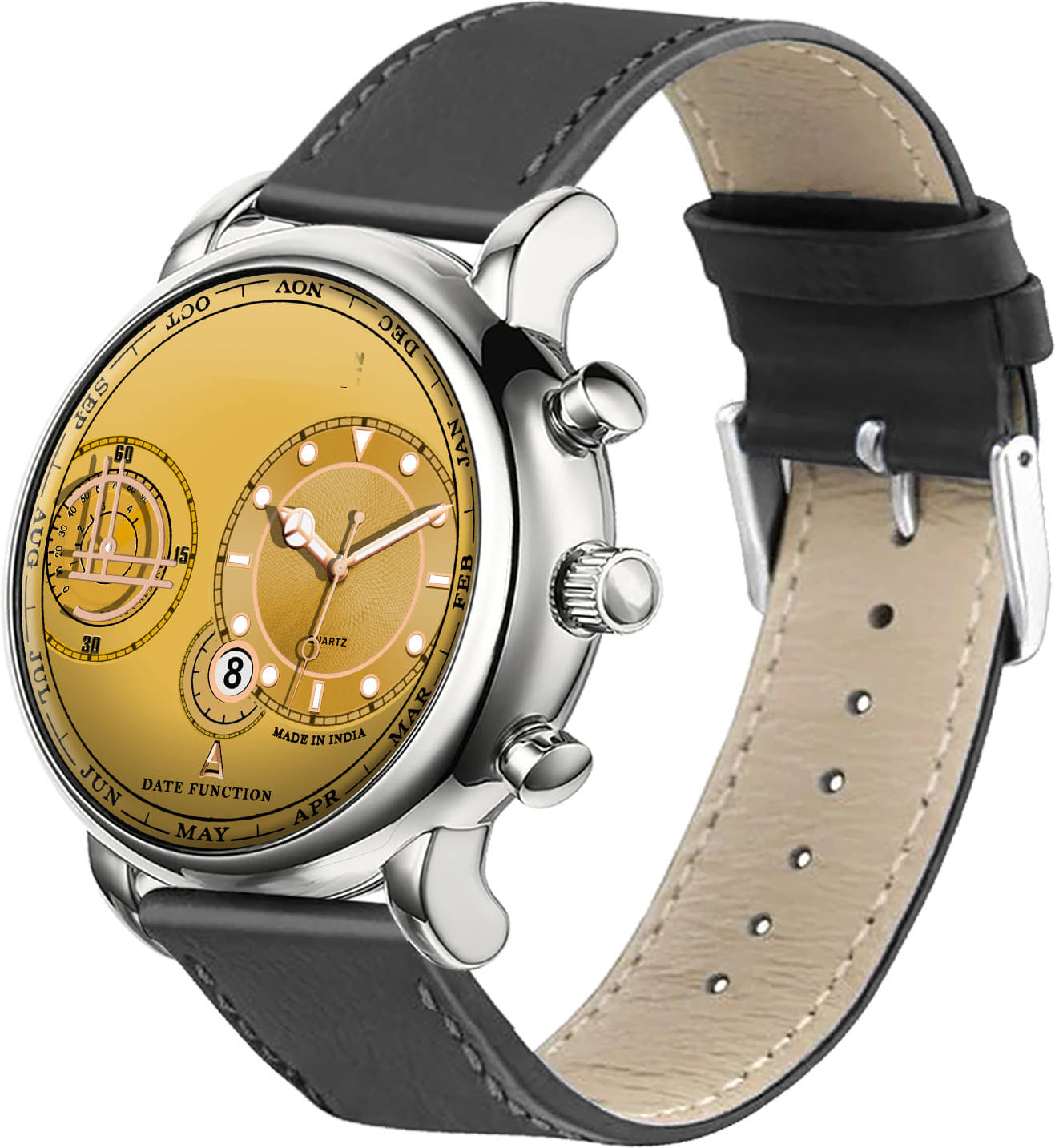     			ONIR Black Leather Analog Men's Watch