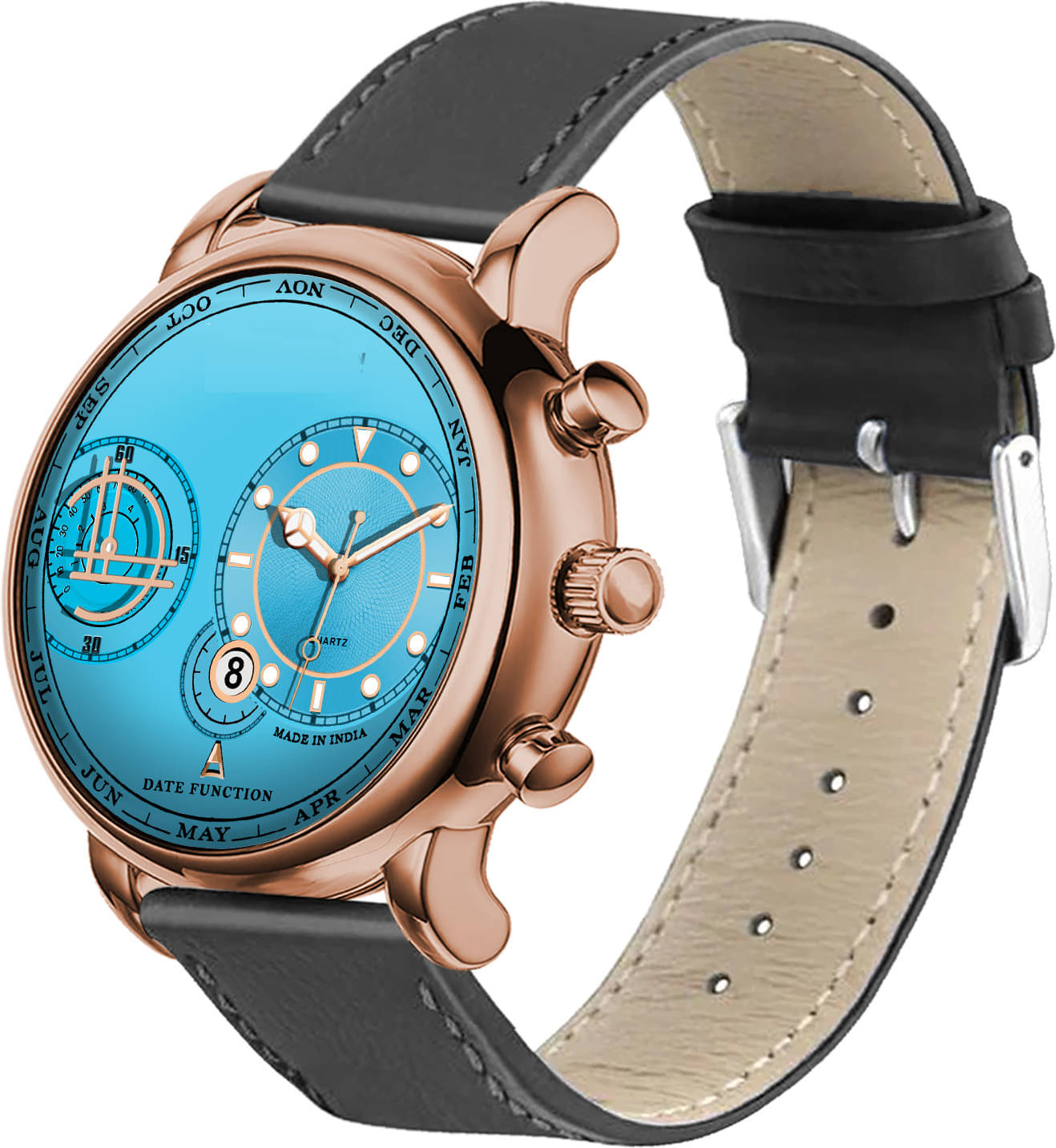     			ONIR Black Leather Analog Men's Watch