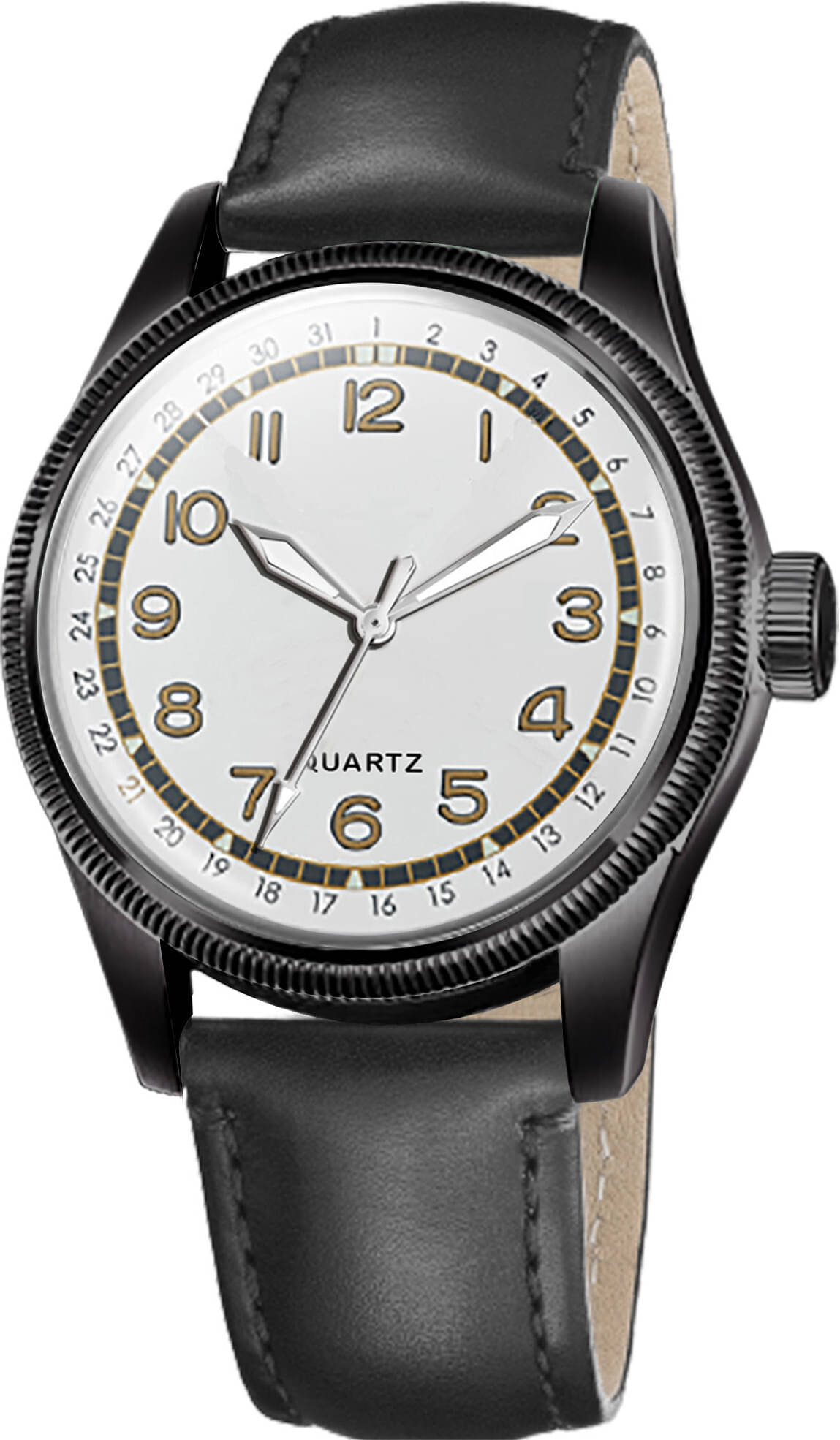     			ONIR Black Leather Analog Men's Watch
