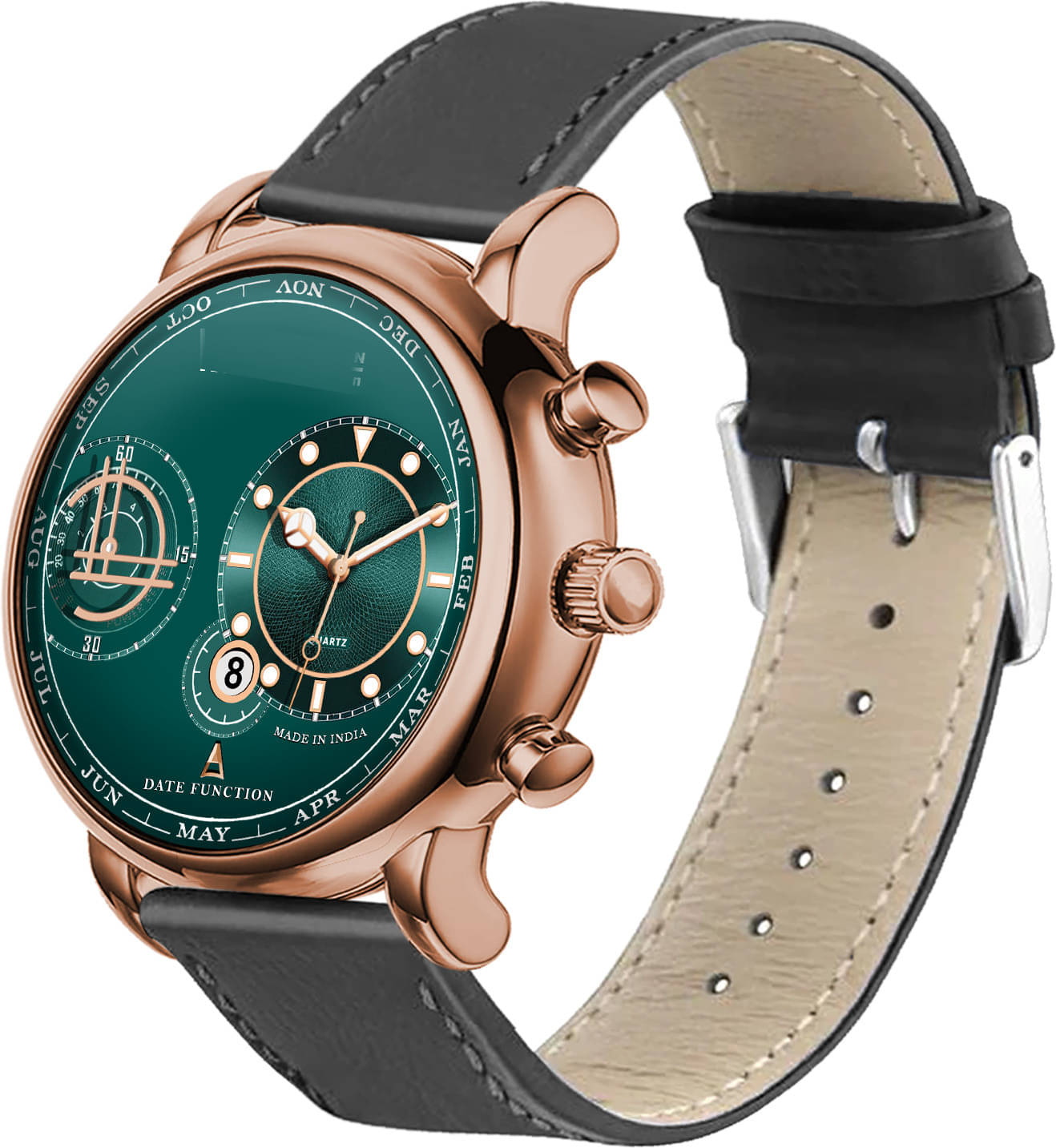     			ONIR Black Leather Analog Men's Watch