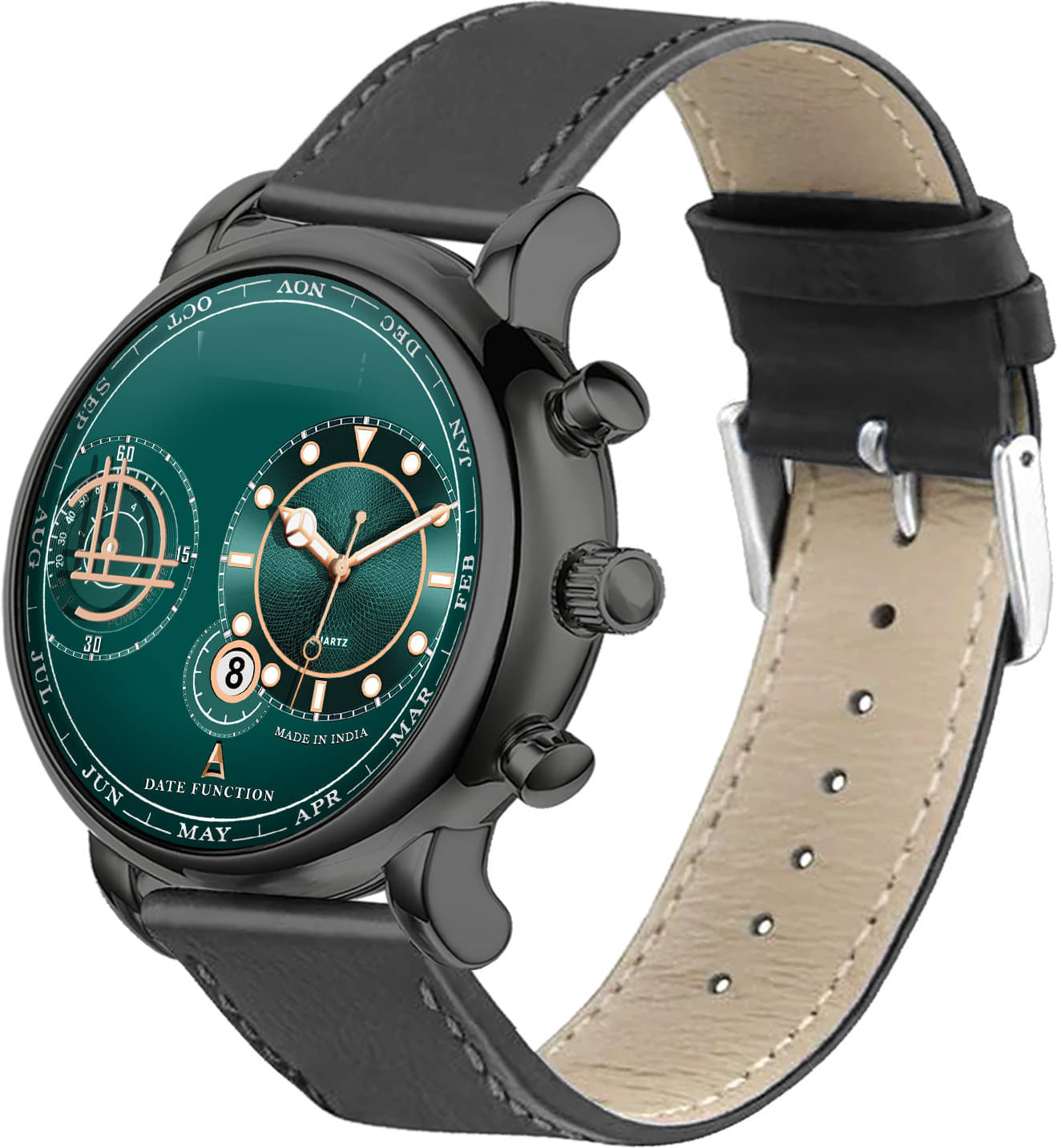     			ONIR Black Leather Analog Men's Watch