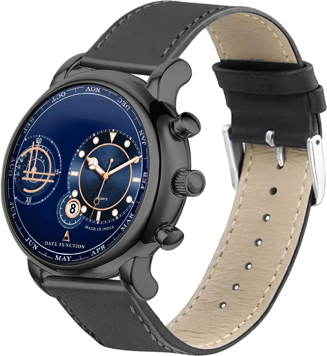     			ONIR Black Leather Analog Men's Watch