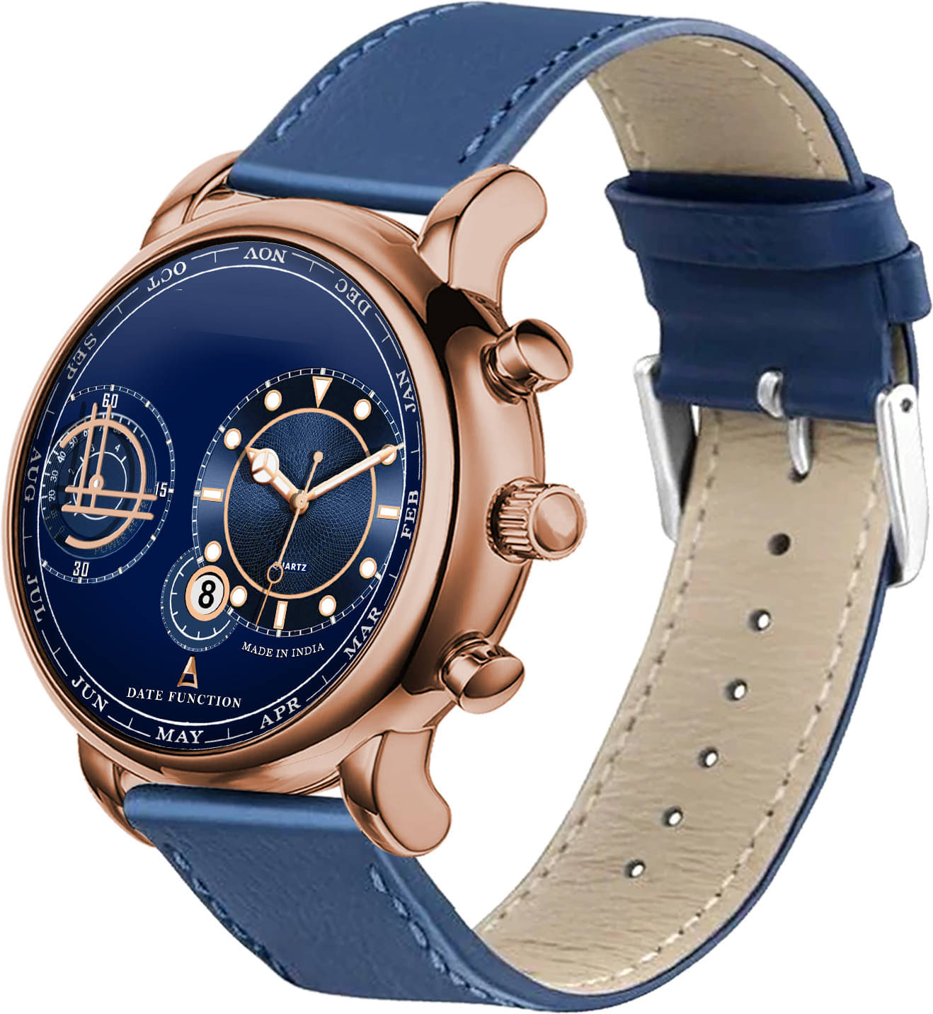     			ONIR Blue Leather Analog Men's Watch