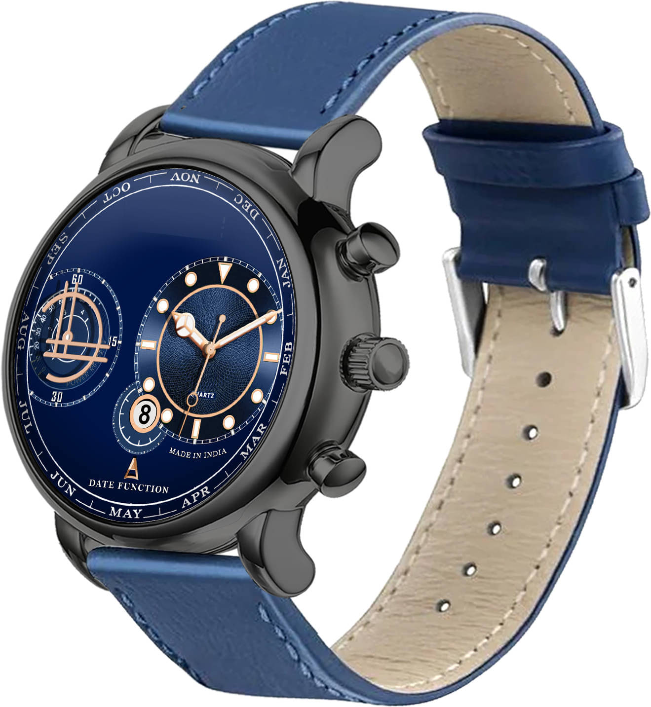     			ONIR Blue Leather Analog Men's Watch
