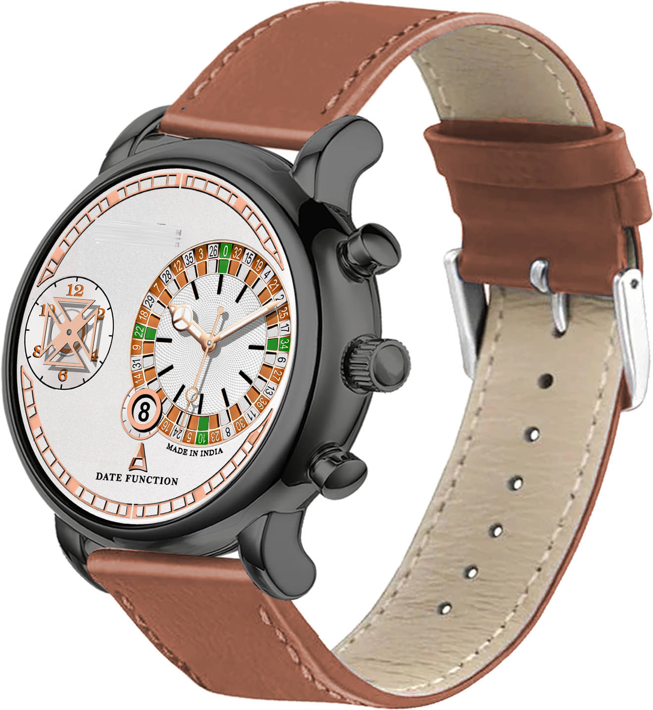     			ONIR Brown Leather Analog Men's Watch