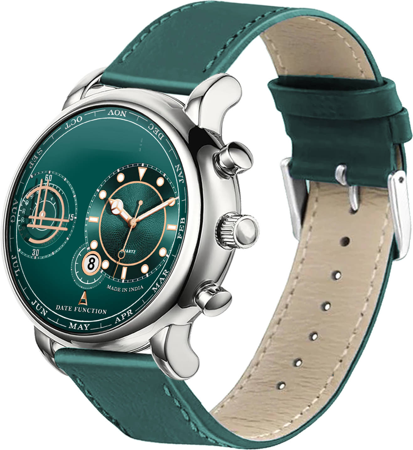     			ONIR Green Leather Analog Men's Watch