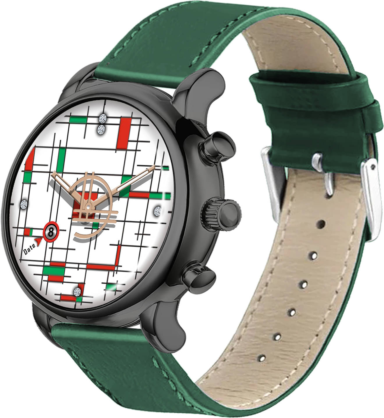     			ONIR Green Leather Analog Men's Watch
