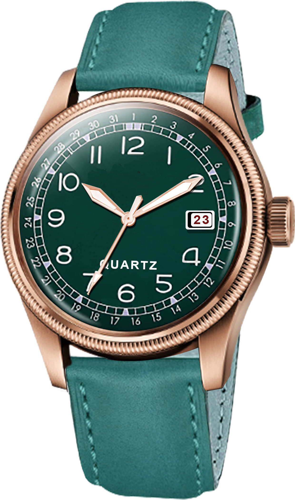     			ONIR Green Leather Analog Men's Watch