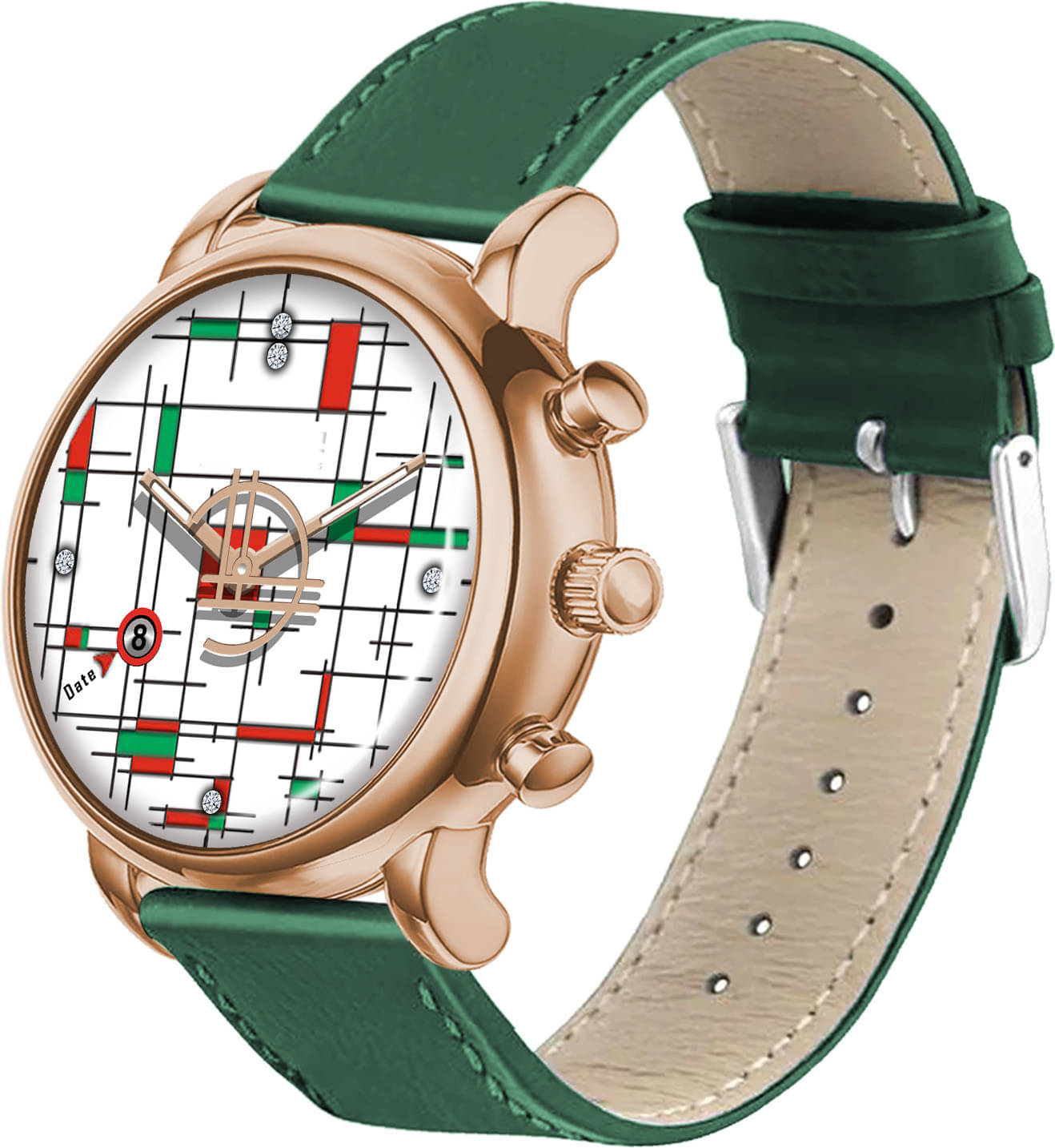     			ONIR Green Leather Analog Men's Watch
