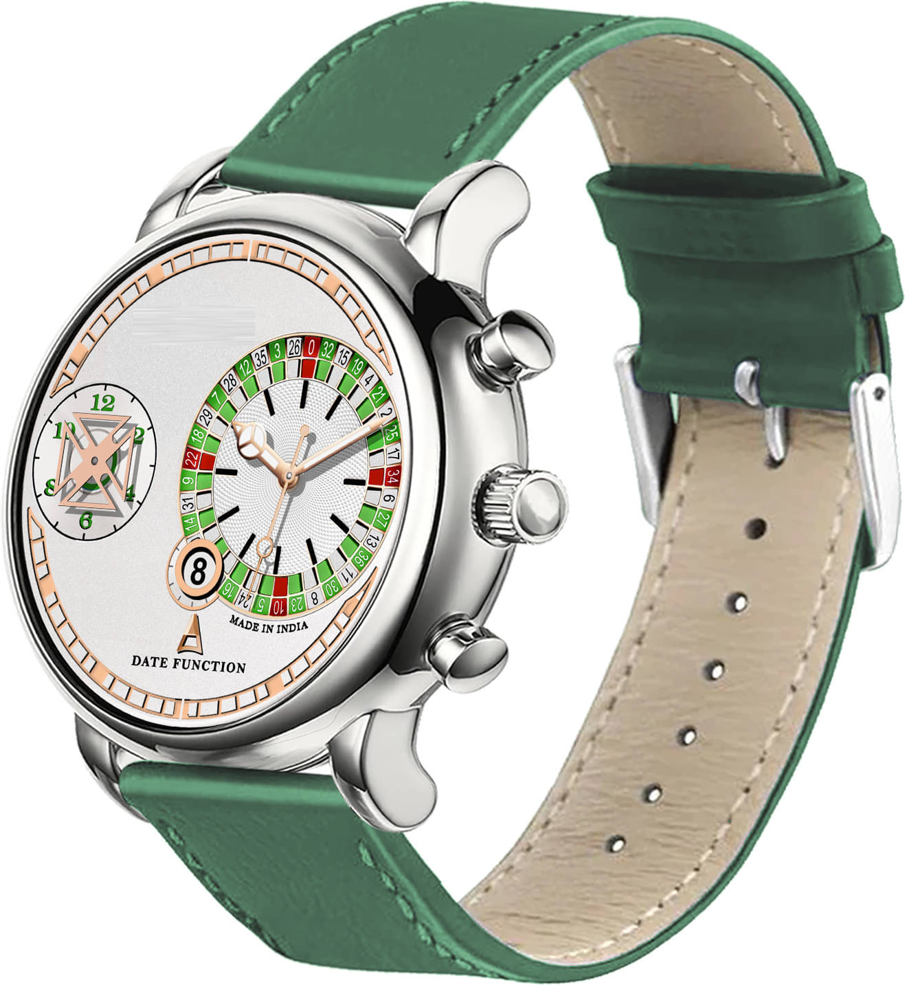    			ONIR Green Leather Analog Men's Watch