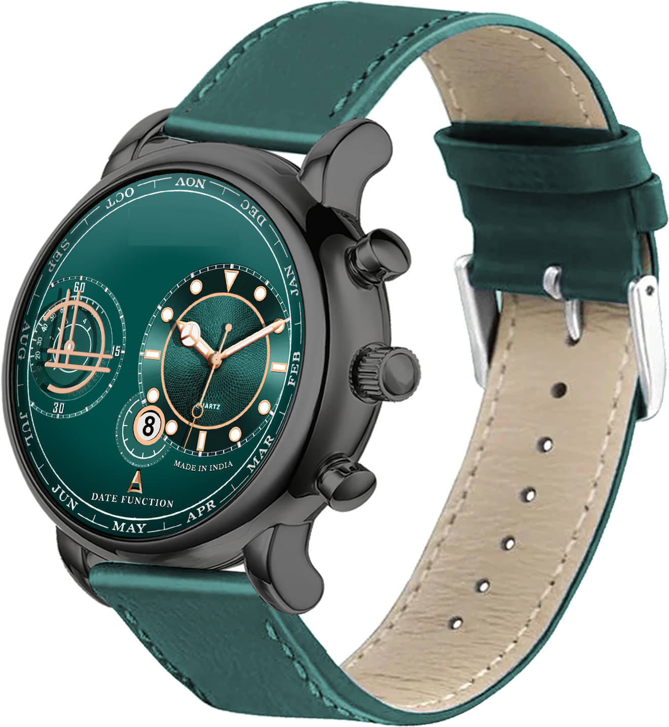     			ONIR Green Leather Analog Men's Watch