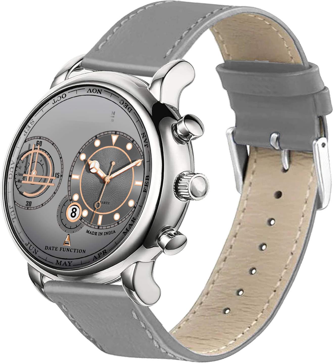     			ONIR Light Grey Leather Analog Men's Watch