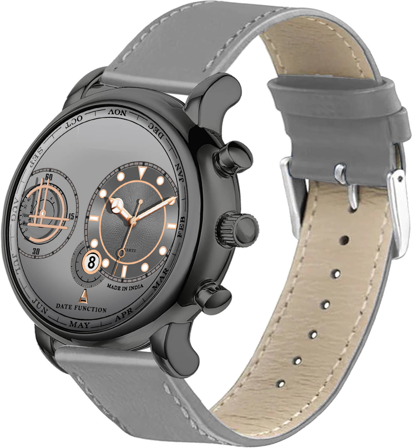     			ONIR Light Grey Leather Analog Men's Watch