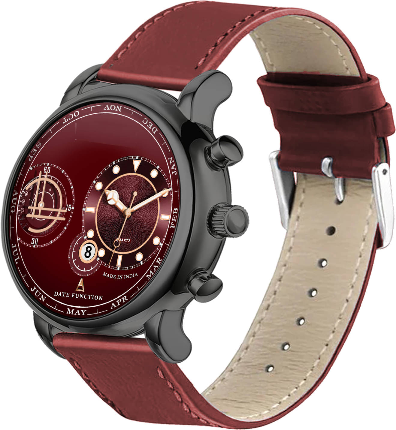     			ONIR Maroon Leather Analog Men's Watch