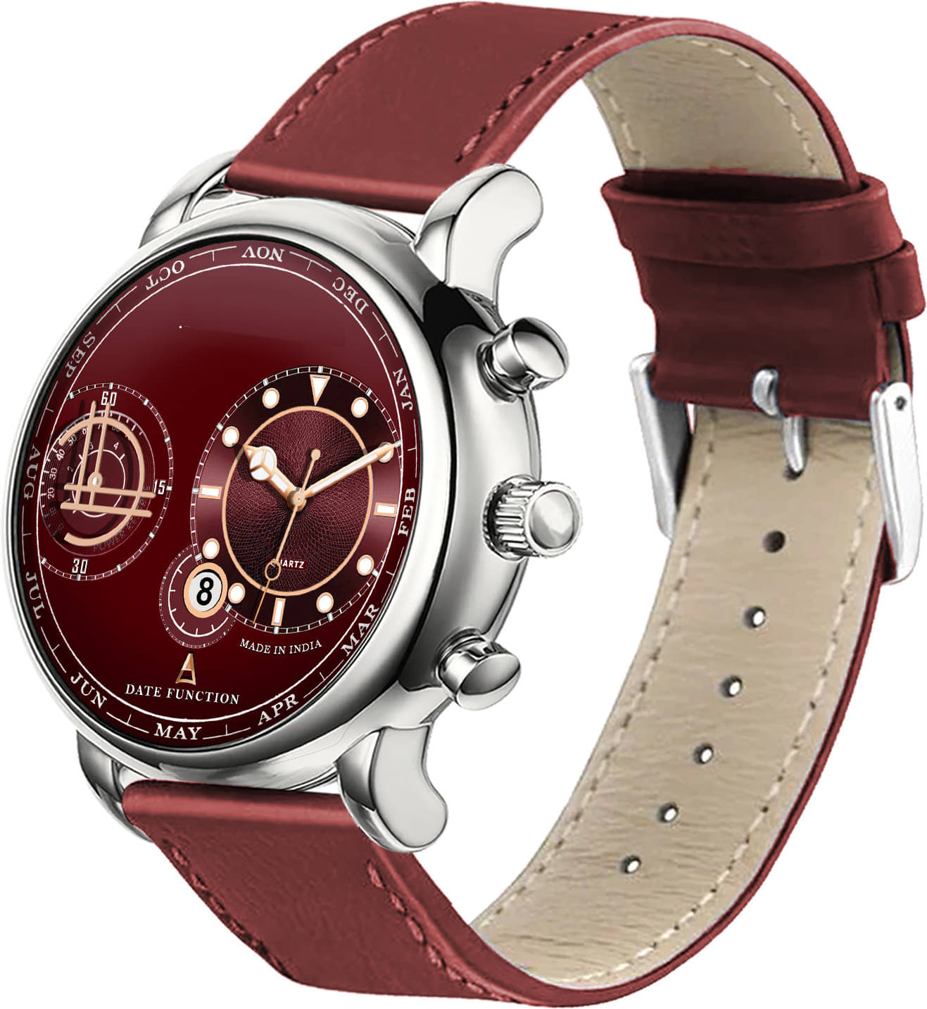     			ONIR Maroon Leather Analog Men's Watch