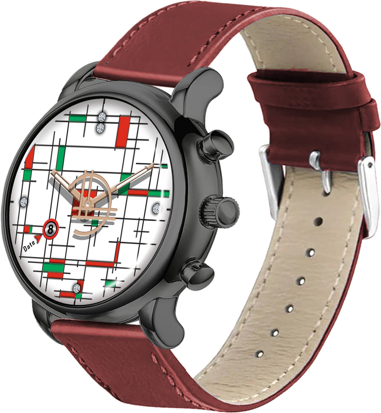     			ONIR Maroon Leather Analog Men's Watch