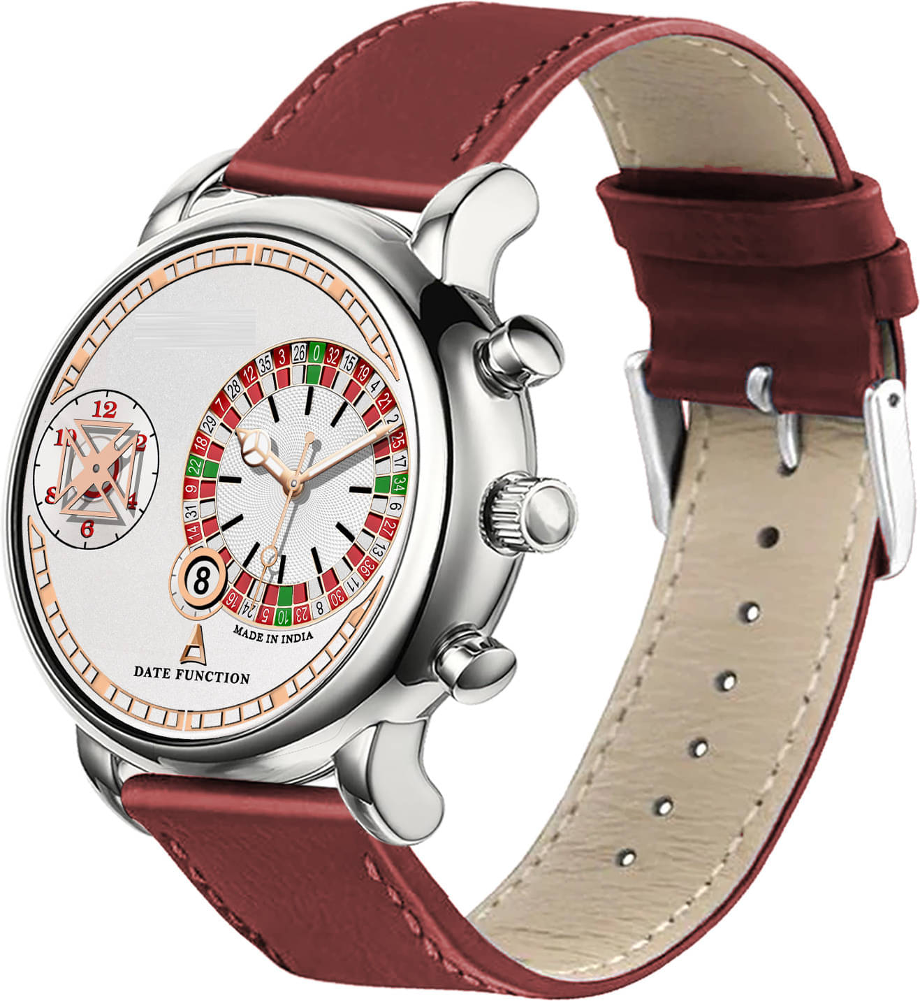     			ONIR Maroon Leather Analog Men's Watch