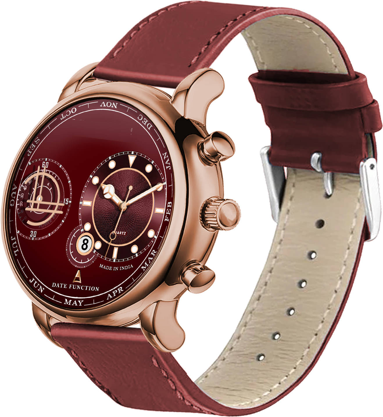     			ONIR Maroon Leather Analog Men's Watch